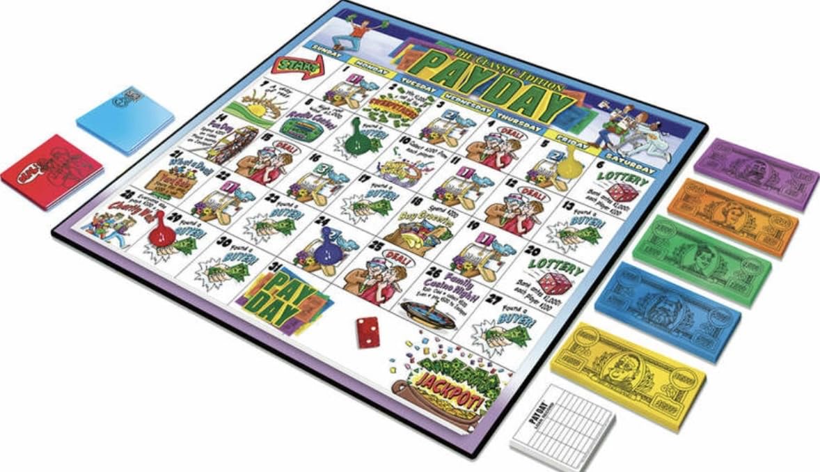 The Game of Pay Day with Popular 1970's Artwork by Winning Moves Games USA, Where Players Make and Spend Money for Fun, for 2-4 Players, Ages 8+ customer photo 1
