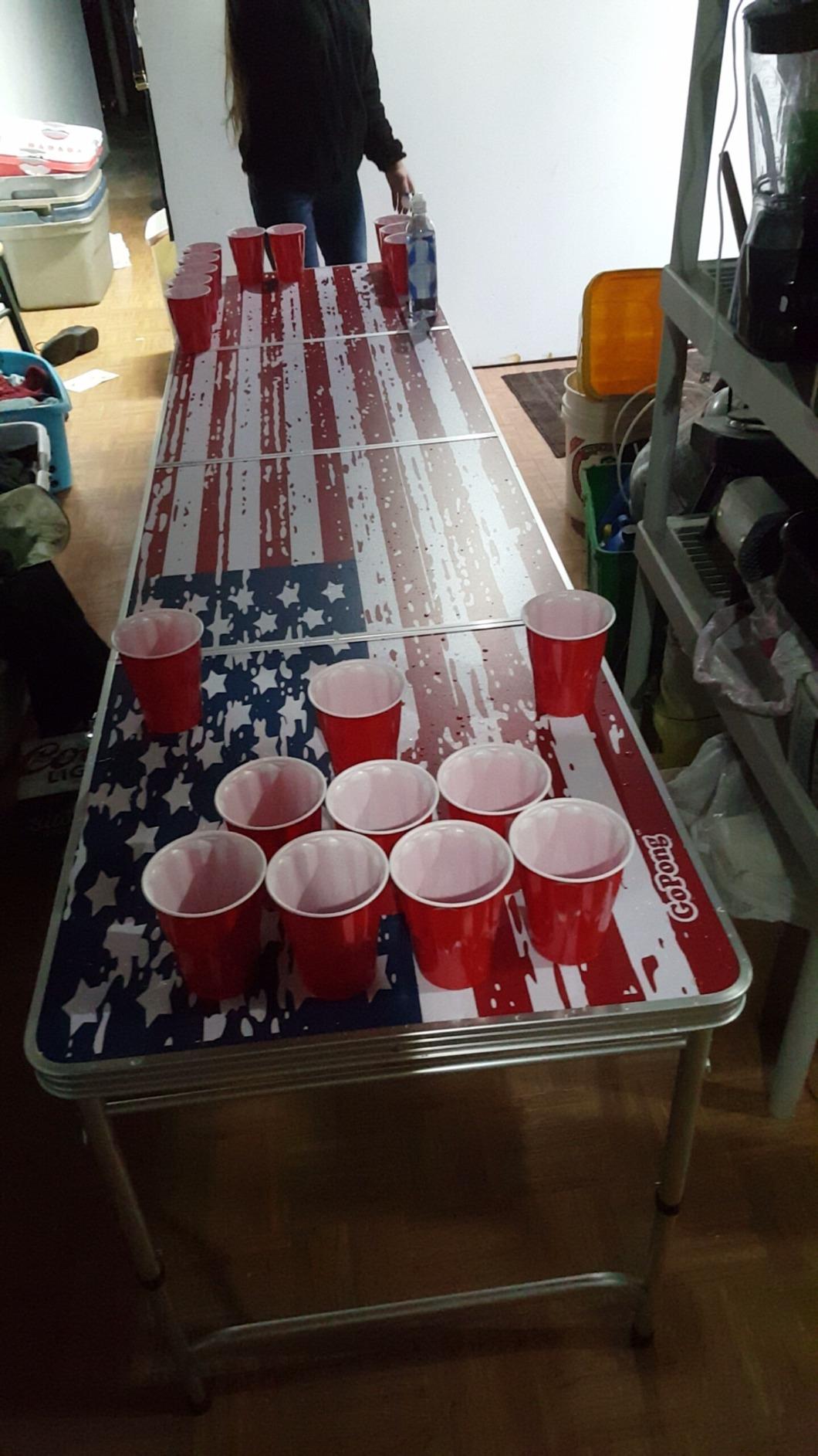 GoPong 8 Foot Portable Beer Pong/Tailgate Tables (Black, Football, American Flag, or Custom Dry Erase) customer photo 1