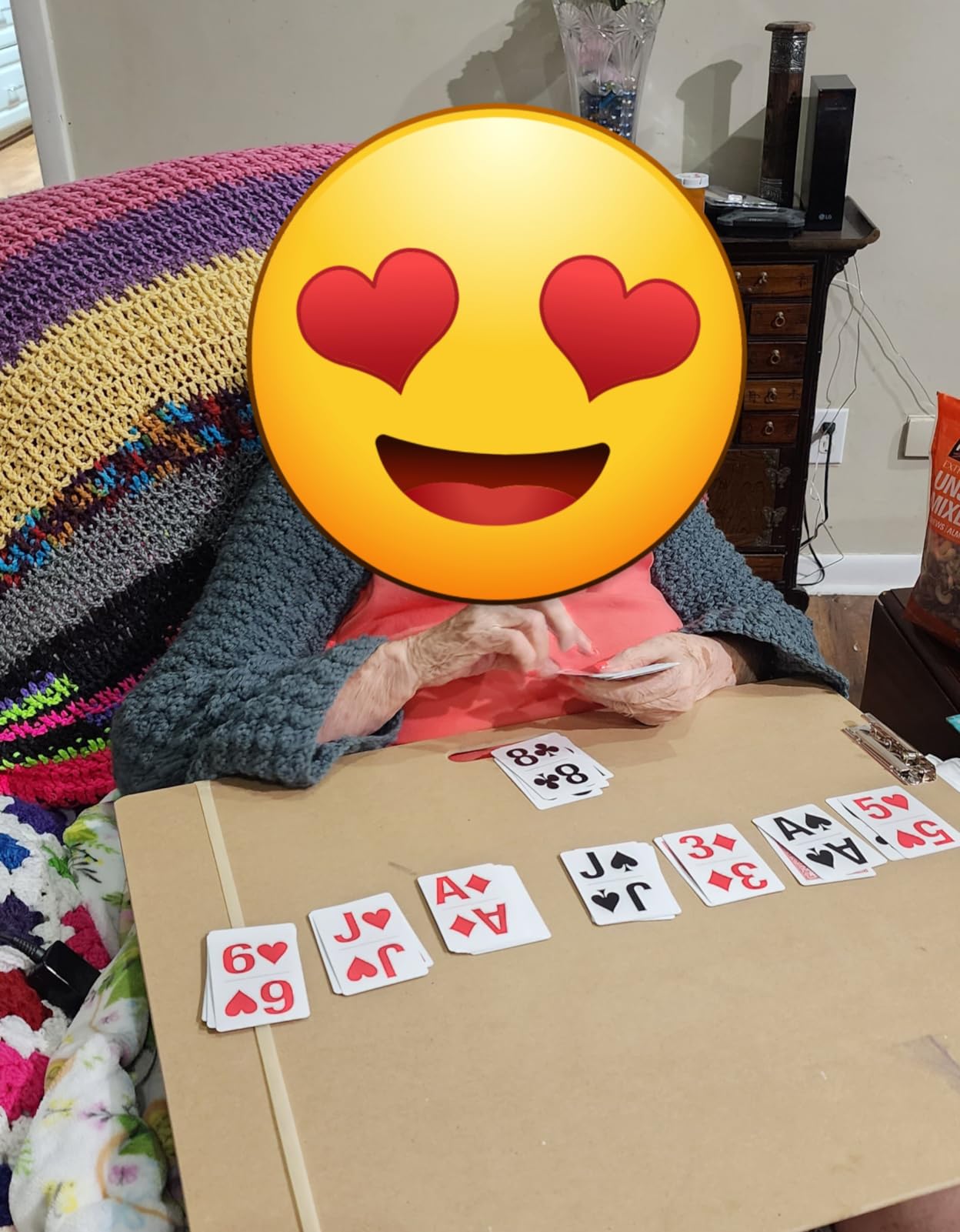 Bicycle Large Print Bridge Size Playing Cards - Easy-to-Read Deck for Seniors - Red or Blue customer photo 2