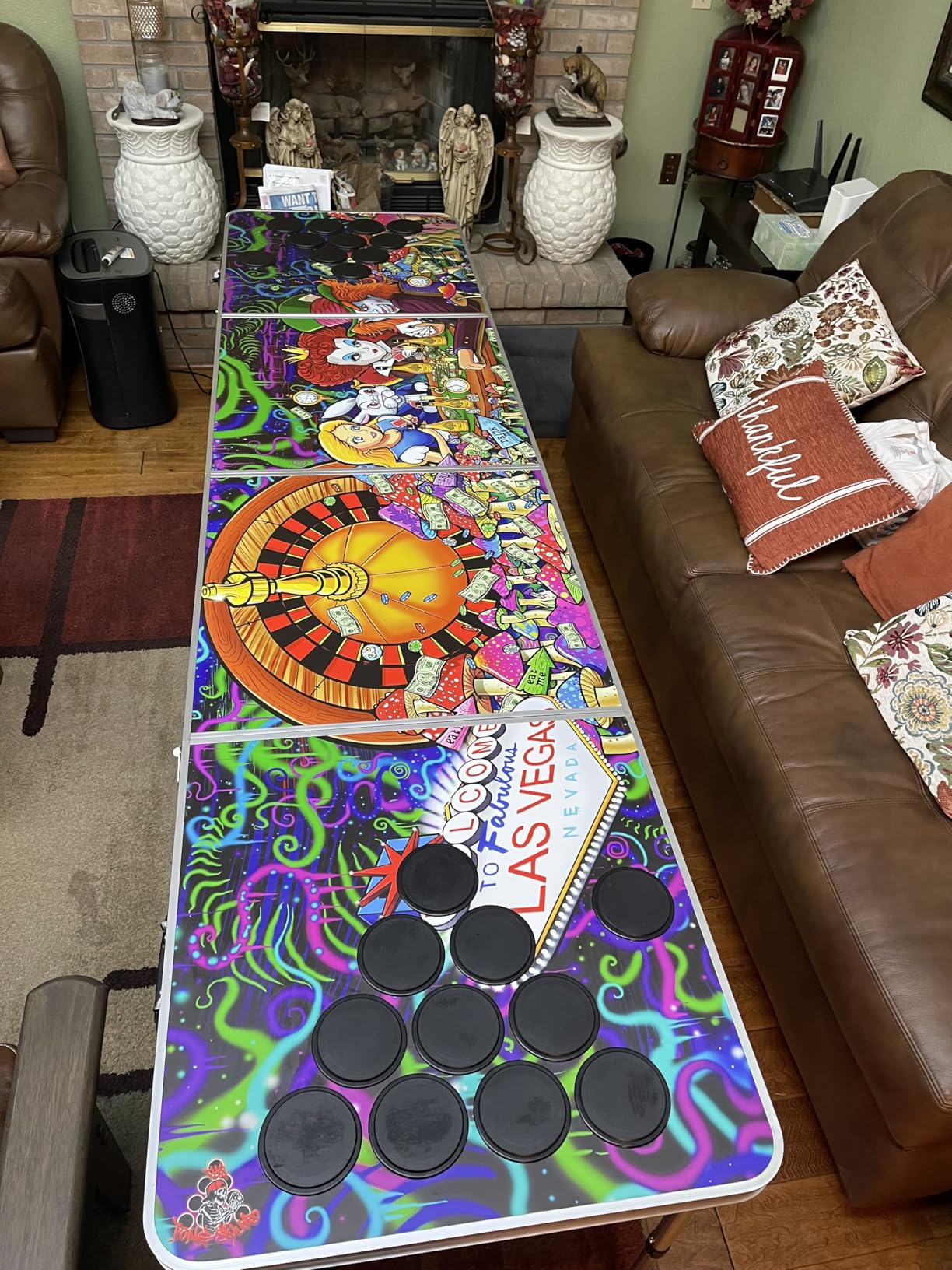 Alice in Las Vegas Psychedelic Poker Pong Table with Cup Holes and Hole Covers customer photo 1