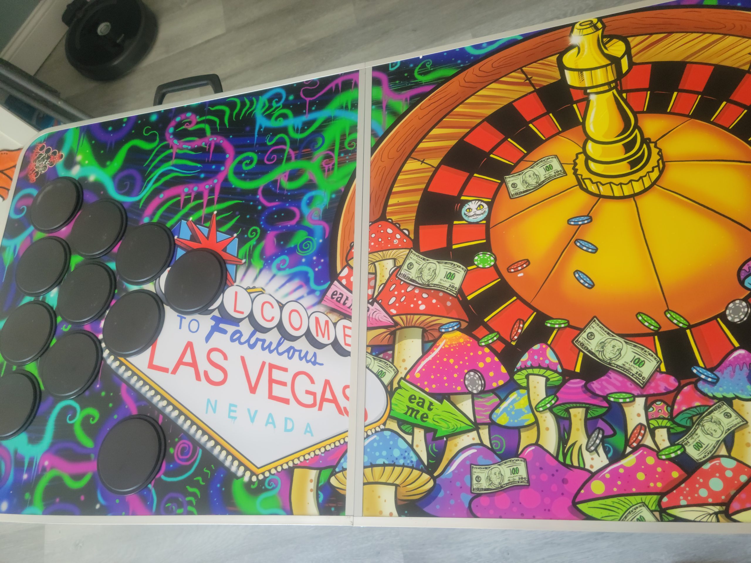 Alice in Las Vegas Psychedelic Poker Pong Table with Cup Holes and Hole Covers customer photo 2