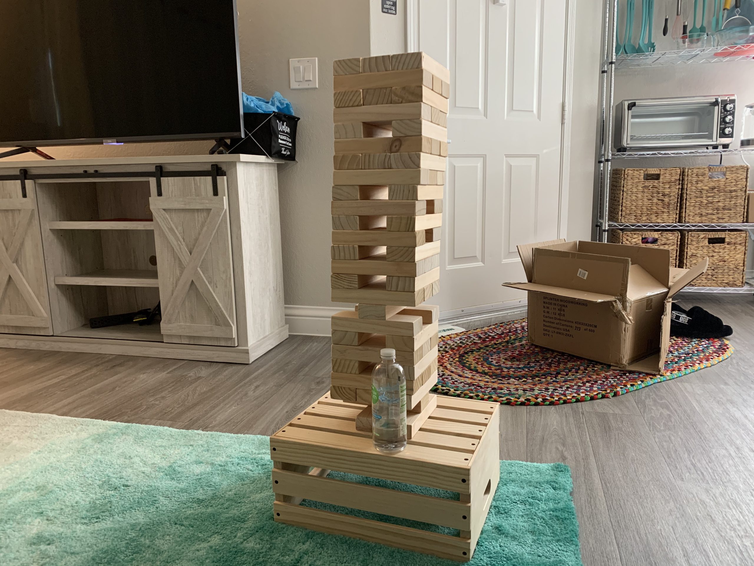 SWOOC Games - Premium Giant Tower Game | 60 Blocks + Storage Crate/Outdoor Table | Stacks up to 5ft | Jumbo Yard Games for Adults and Family | Giant Outdoor Set | Big Backyard Fun | Large Lawn Size customer photo 1