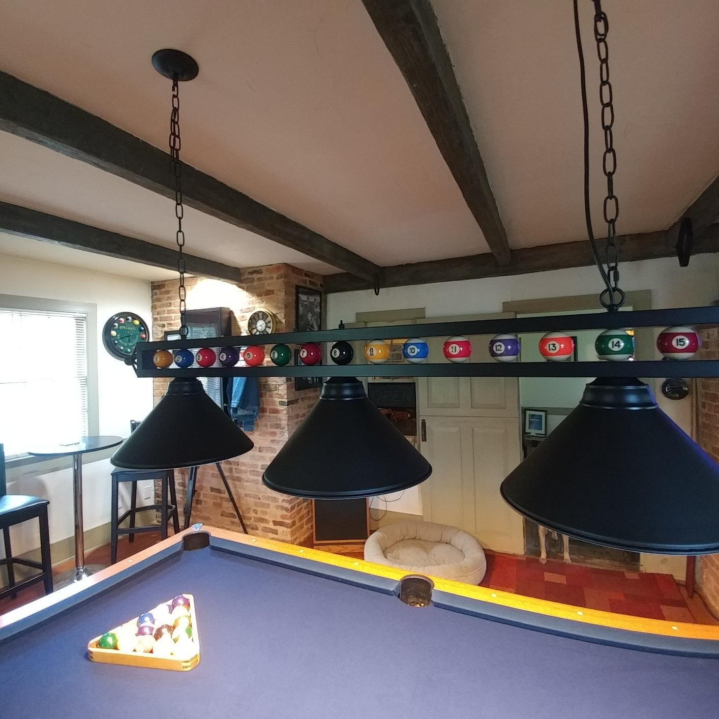 Wellmet 59 Inch Pool Table Light for Game Room with Billiards Decoration | 3 Light Modern Kitchen Island Pendant Light with Matte Black Shade, Billiard Lights Hanging Chandelier for Over Pool Table customer photo 2