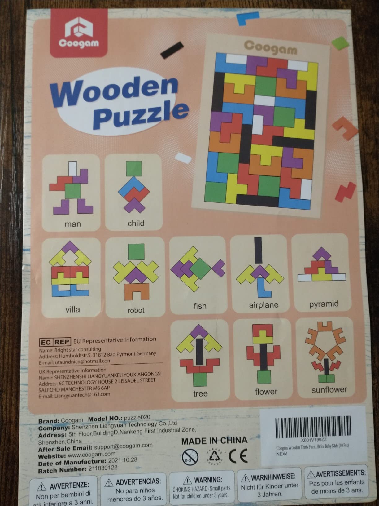 Coogam Wooden Blocks Puzzle Brain Teasers Toy Tangram Jigsaw Intelligence Colorful 3D Russian Blocks Game STEM Montessori Educational Gift for Kids (40 Pcs) customer photo 1