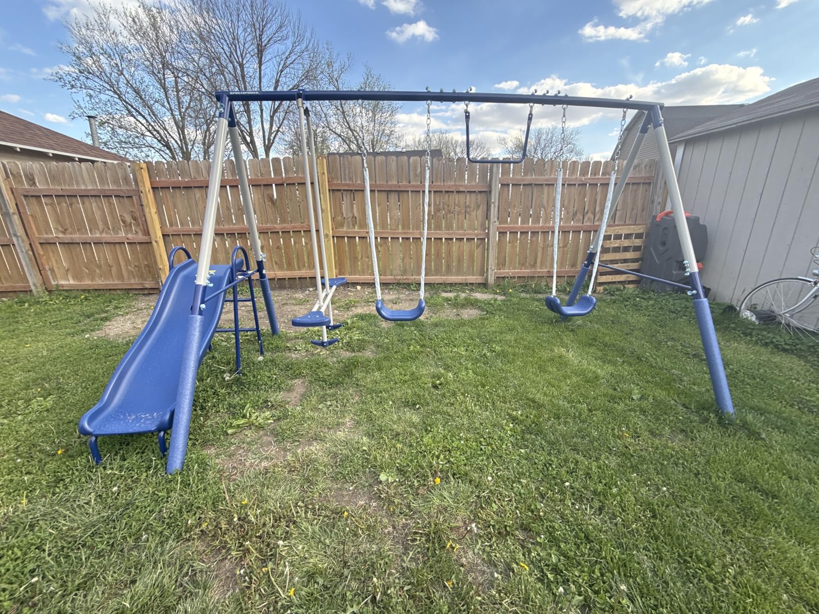 Sportspower Arcadia Metal Swing Set for Kids – Trapeze, 2-Person Glider, 5ft Slide, Anchor Kit, 6.1ft Durable Steel Frame – Outdoor Backyard Playset with 600 lbs Capacity customer photo 1