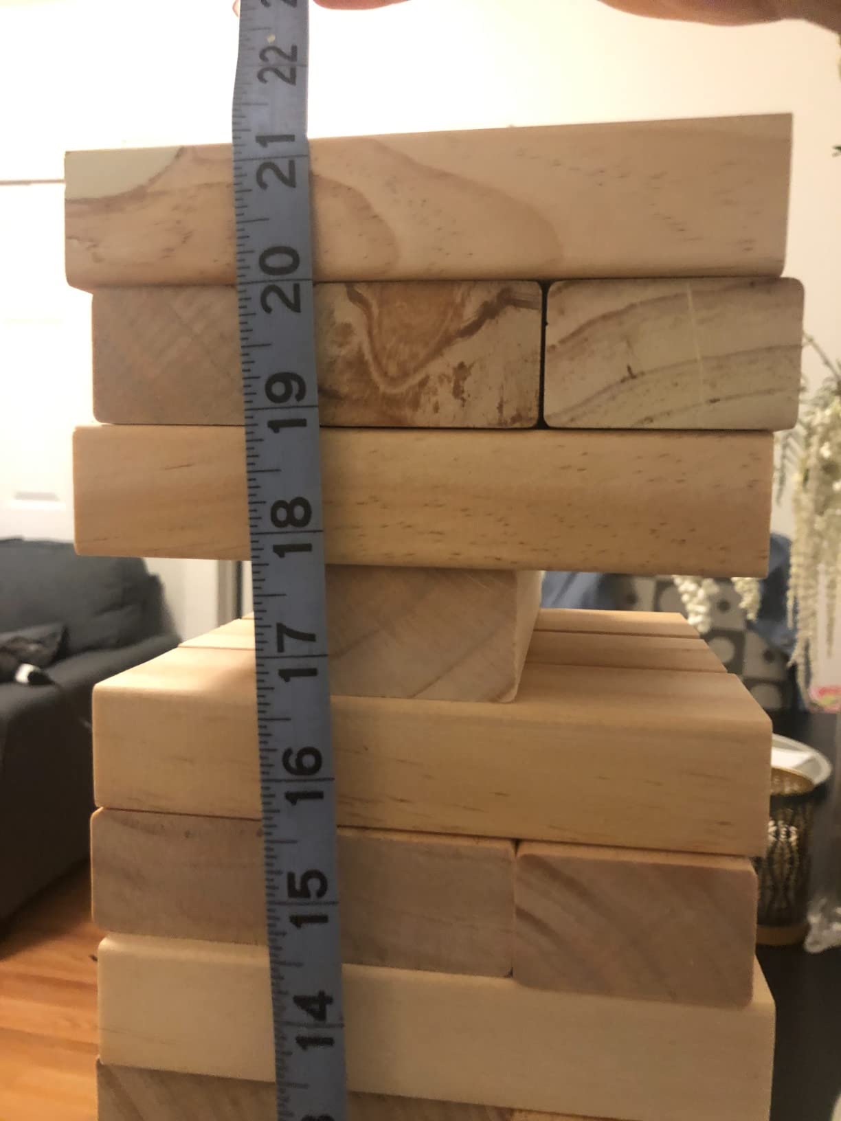 ApudArmis Giant Tumble Tower (Stack from 2Ft to Over 4.2Ft), 54 PCS Pine Wooden Stacking Timber Game with 1 Dice Set - Classic Block Giant Outdoor Game for Teens Adults Family customer photo 2