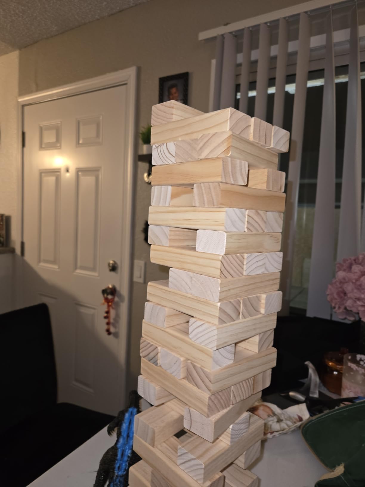 ApudArmis 54 PCS Tumble Timber Set [Up to 3.2FT], Pine Wooden Tumble Tower Game with Dice and Scoreboard Set customer photo 1