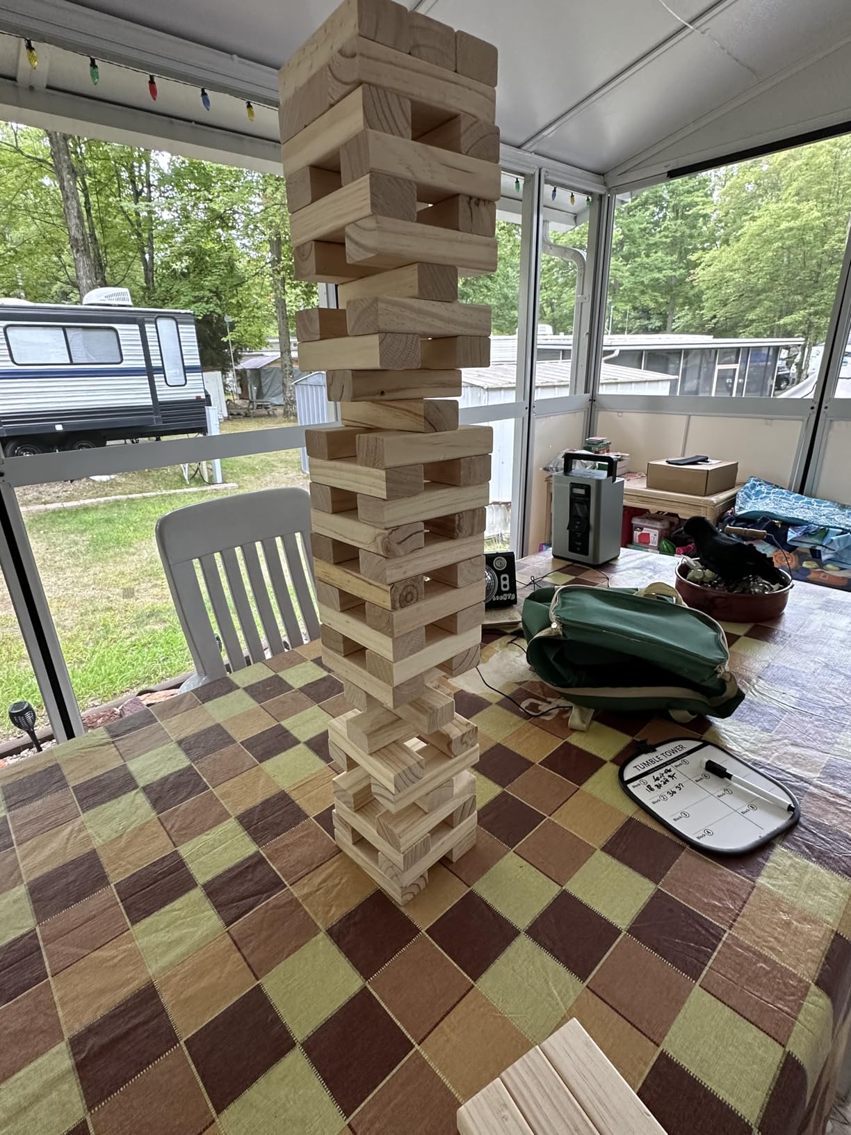 ApudArmis 54 PCS Tumble Timber Set [Up to 3.2FT], Pine Wooden Tumble Tower Game with Dice and Scoreboard Set customer photo 2