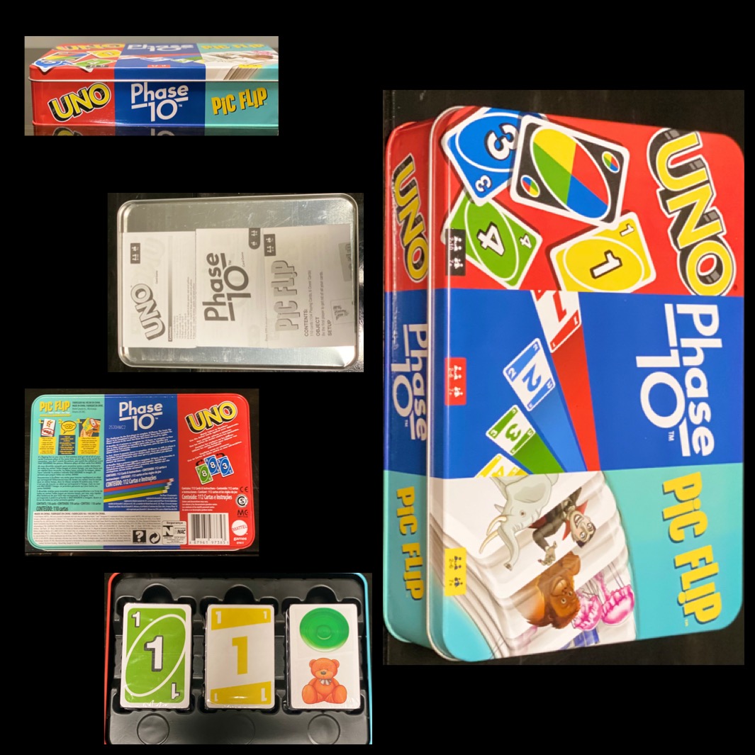 Mattel Games UNO, Phase 10 and Pic Flip Bundle, 3 Mattel Card Games in Decorative Storage Tin, For Kid, Family & Adult Game Night, 7 Years & Up customer photo 2