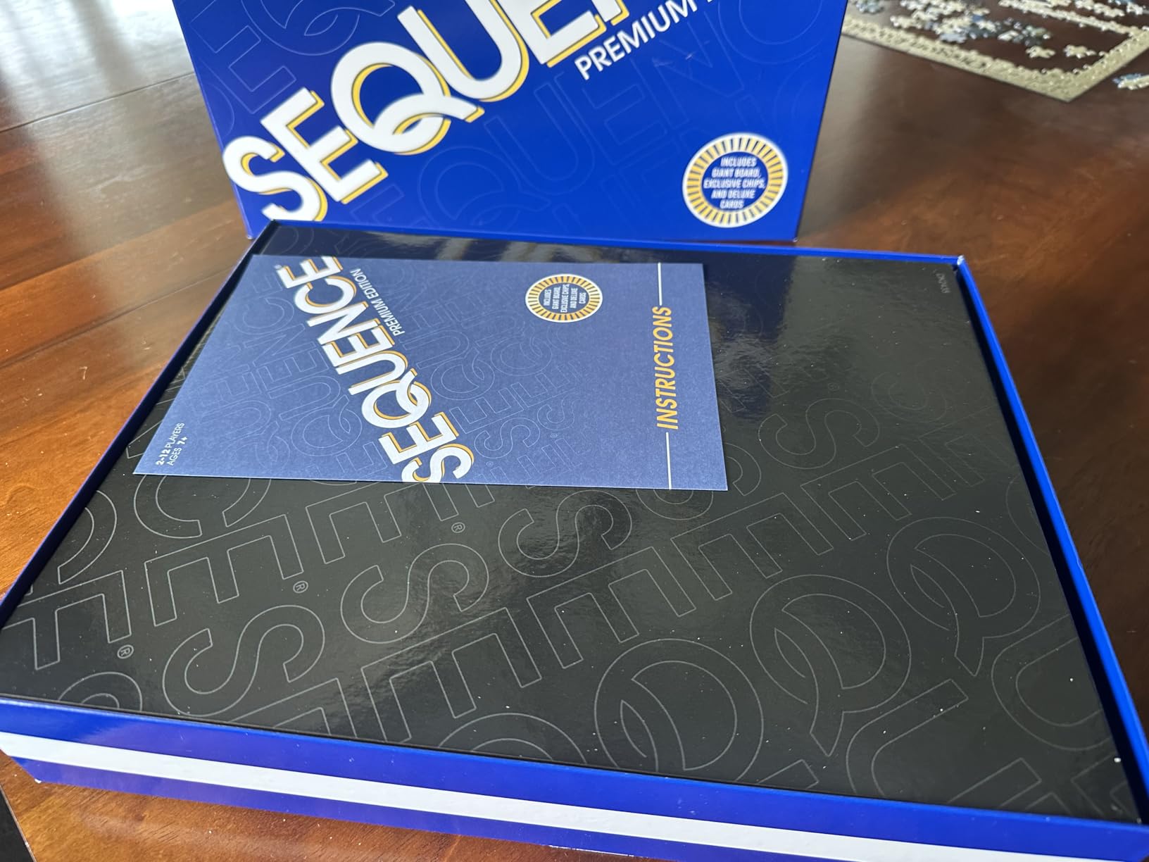 Sequence Premium Edition - Stunning Set with Giant Board (20.25 x 26.25 inches), Exclusive Chips and Deluxe Cards by Goliath, Blue, for Ages 7+ customer photo 2