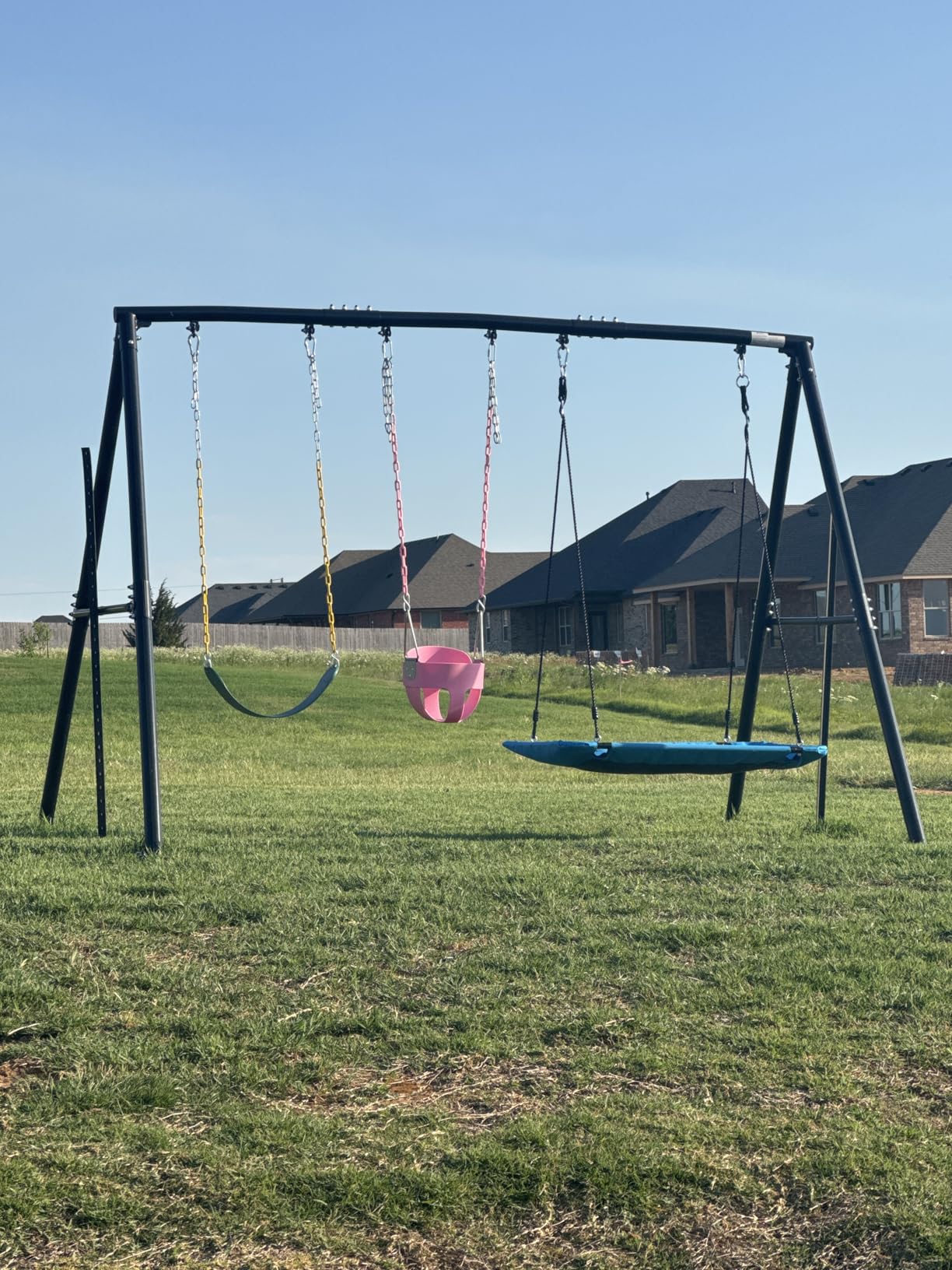 Hapfan 600lb Heavy Duty Swing Set for Outdoor Backyard with 3 Swings Black customer photo 2