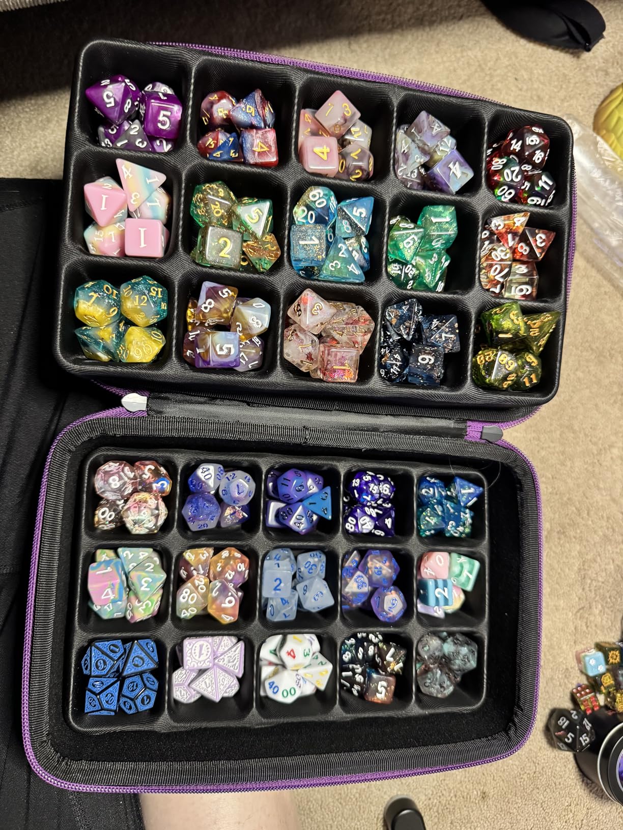 SIQUK Dice Storage Case Big Capacity Dice Box with Double Removable Slotted Tray and Handle, Dice Organizer Holder customer photo 2