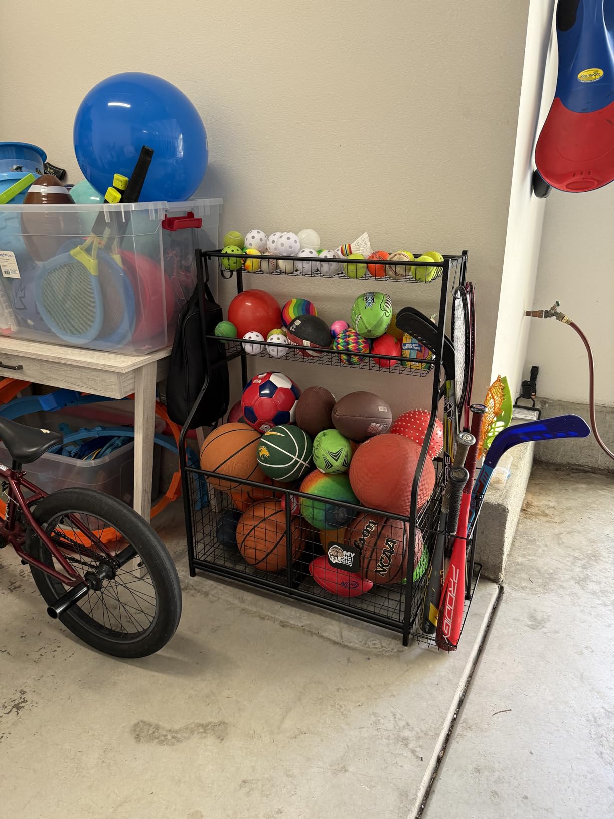 Mythinglogic Sports Equipment Garage Organizer, Garage Ball Storage for Sports Gear and Toys, Rolling Ball Cart with Wheels for Indoor/Outdoor Use customer photo 2