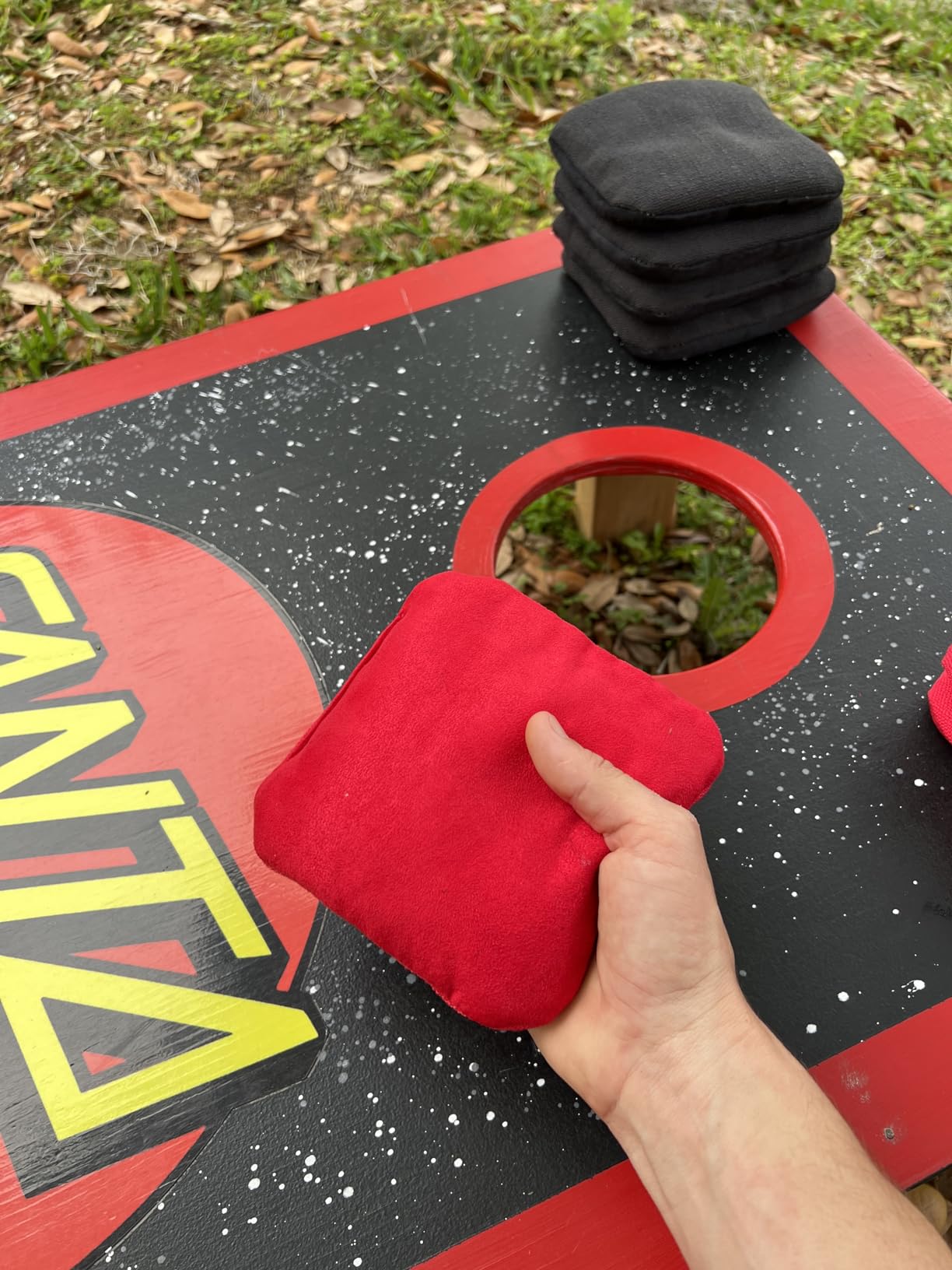 Professional Dual Sided Cornhole Bags- 16 oz 6x6 w/Premium Resin Fill - Official Tournament Slide/Stick Pro Bean Bags - Regulation/Approved customer photo 2