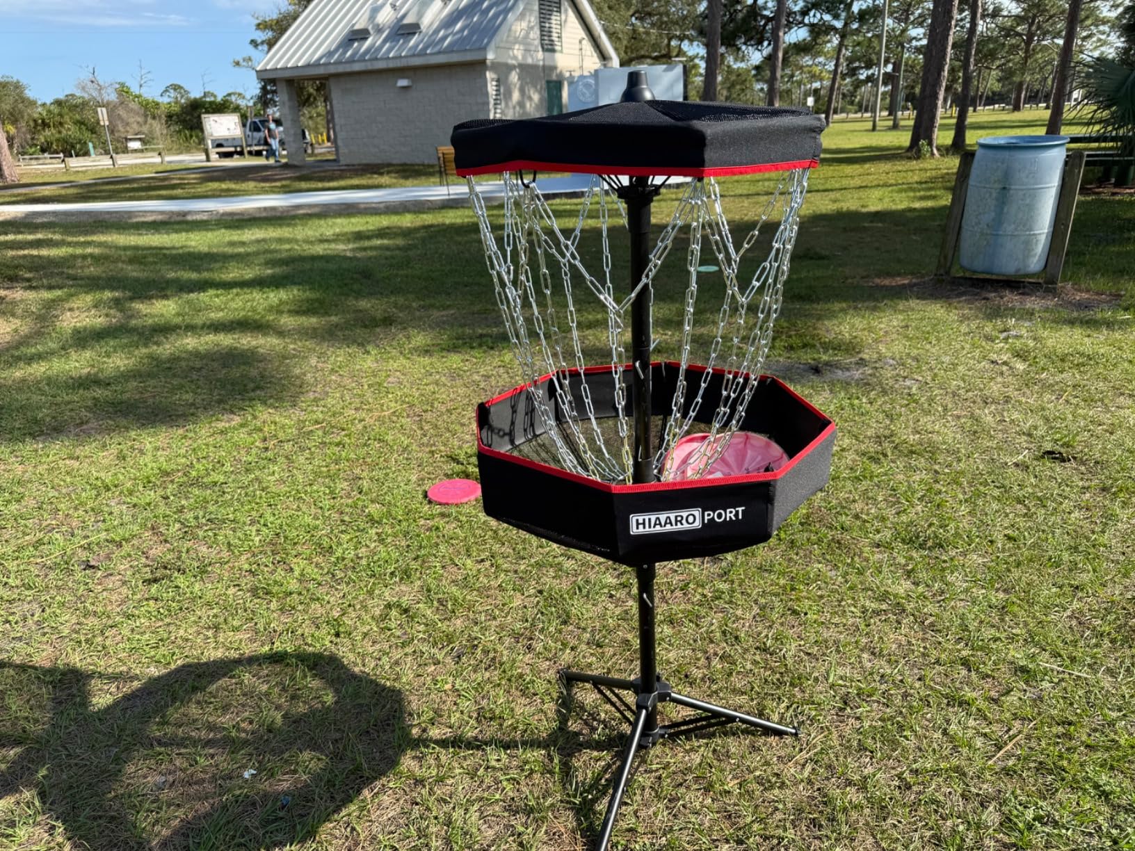 PDGA Approved - HIAARO Portable Disc Golf Basket with 16 Heavy Duty Chains, Foldable Disc Golf Target with Carry Bag for Practice customer photo 1