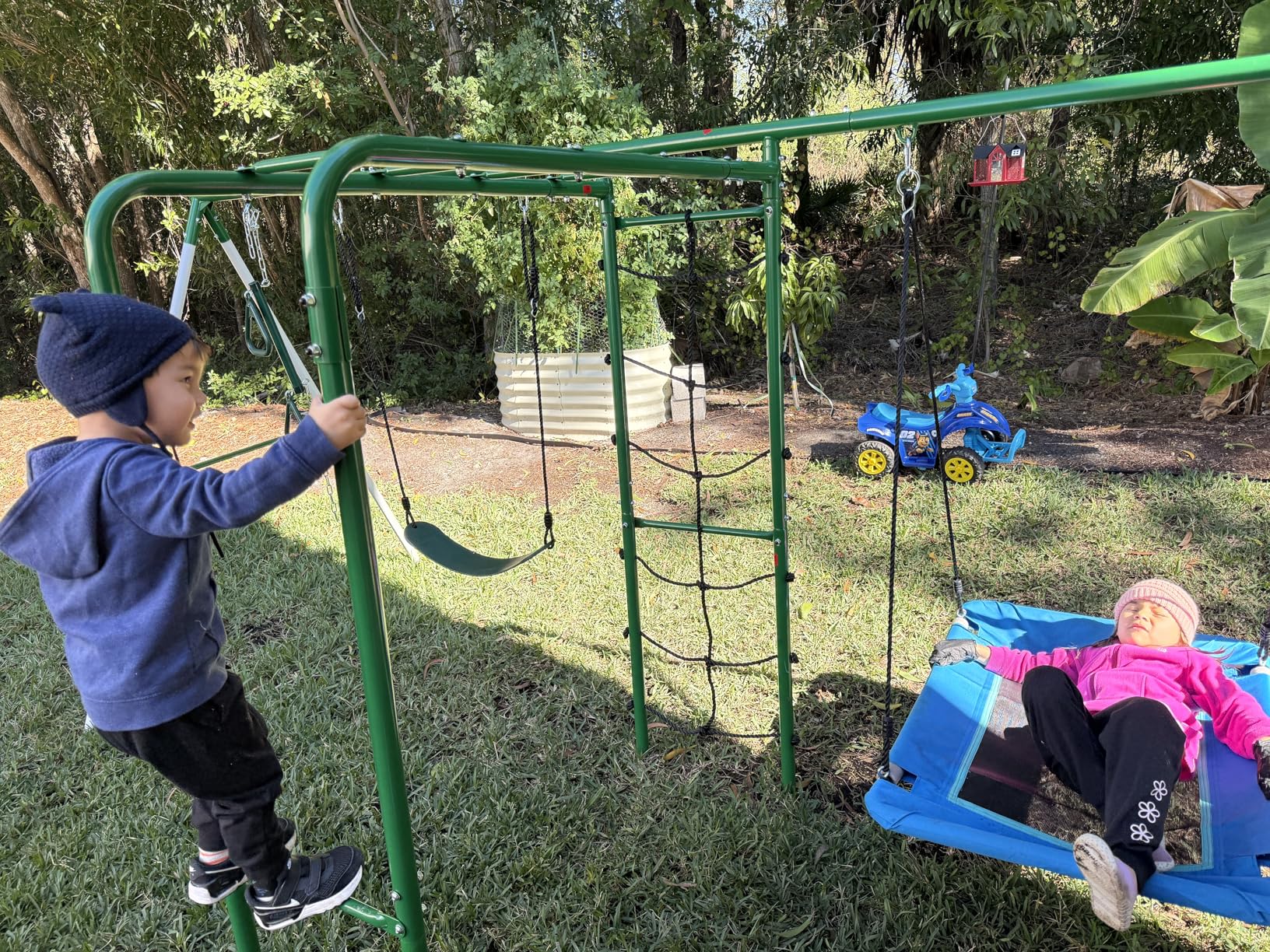Hapfan Swing Sets for Backyard with Monkey Bars,5 in 1 Playground Set customer photo 1
