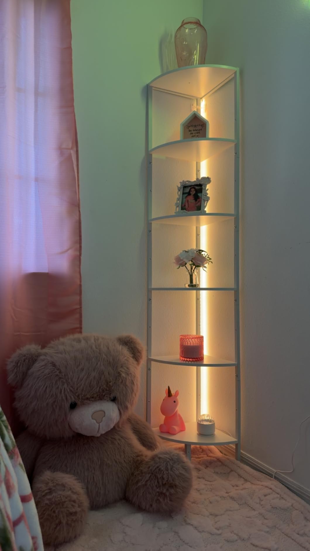 Furnulem 6 Tier Corner Shelf with LED Light, 67.5