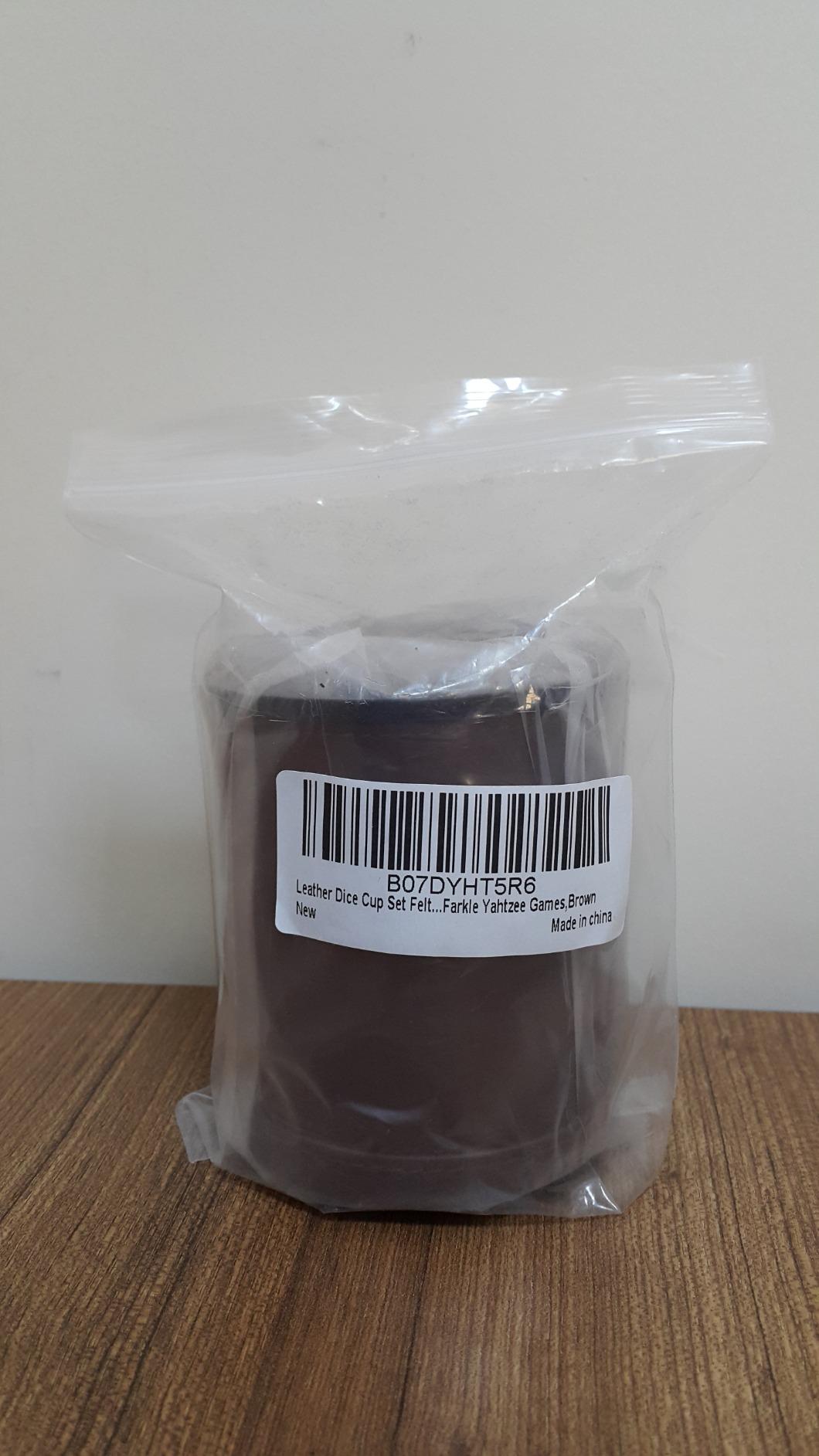 Brown PU Leather Dice Cup Set, Felt Lined Dice Shaker with 6 Dice for Liars Farkle Yahtzee Game customer photo 2