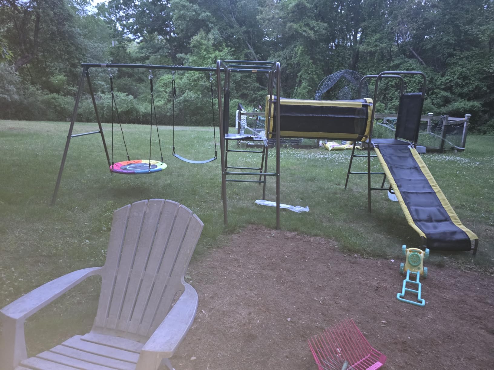 Hapfan Swing Set with Slide,Crawl Tunnel and Monkey Bars for Backyard customer photo 1