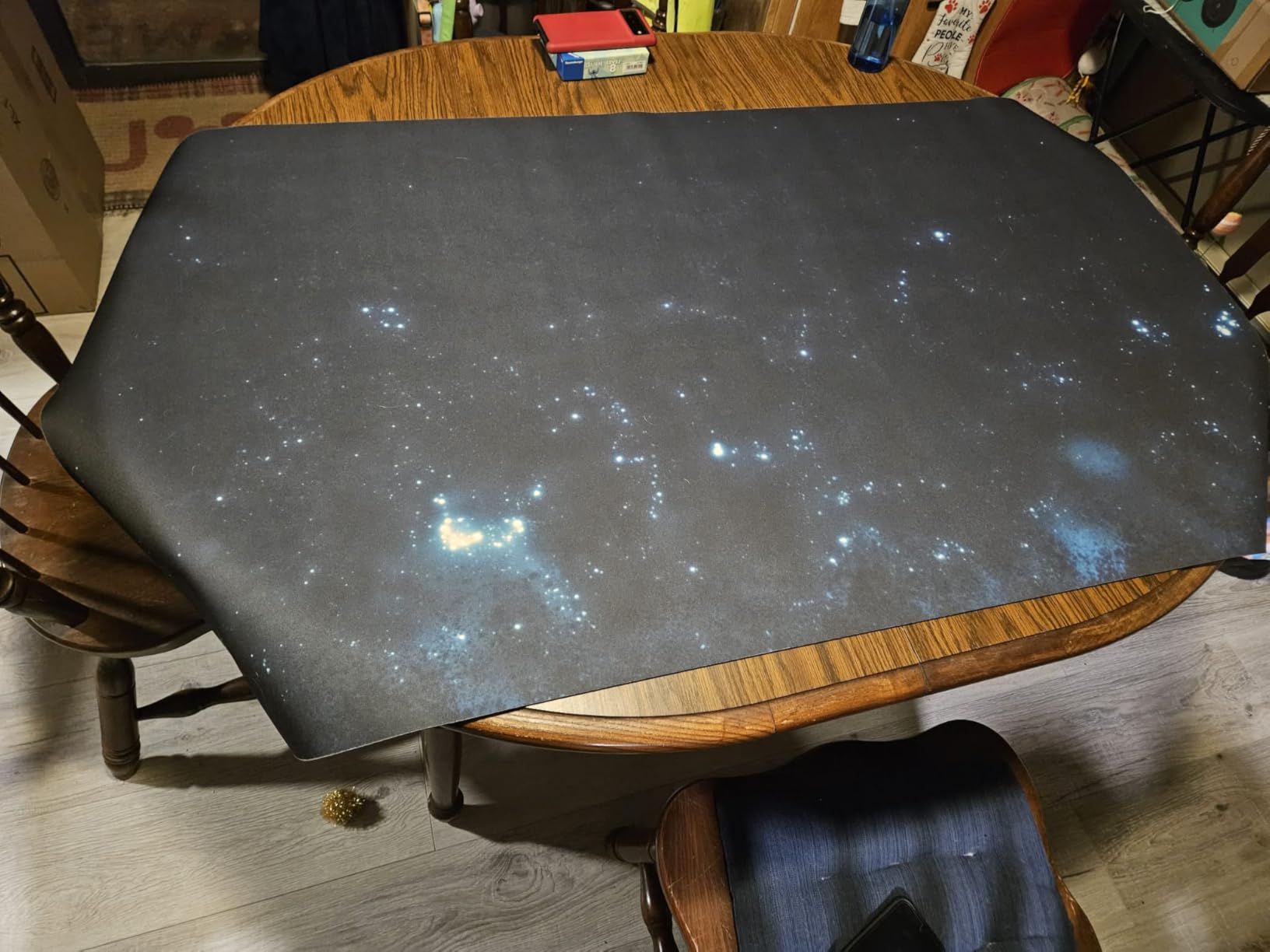 Board Game Mat for Table 31 x 55 Inches, Waterproof Neoprene Gaming Playmat for Mahjong, Poker, Board Games, Card Games, Tile Games, Dominoes & RPG - Large Portable Table Cover (Starry Sky) customer photo 1