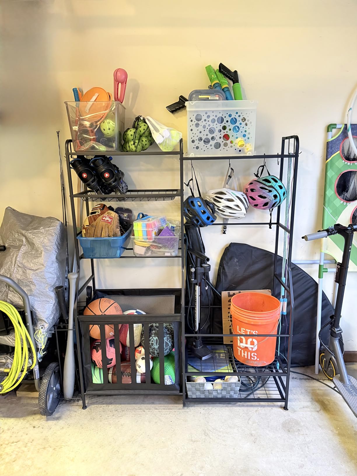 Faesun Sports Equipment Organizer, Ball Storage Rack for Garage, 4-Tier Indoor/Outdoor Rolling Ball Carts with Wheels for Toy Sports Gear Storage, Black customer photo 1