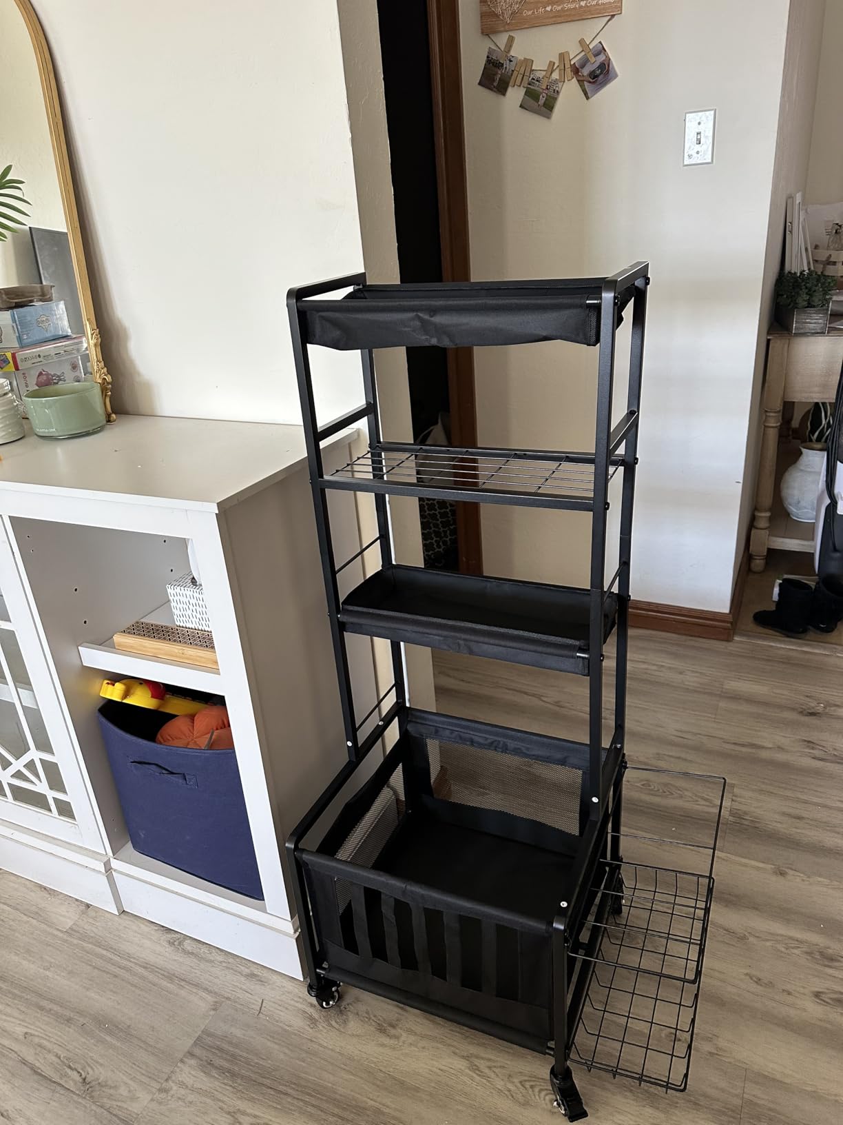 Faesun Sports Equipment Organizer, Ball Storage Rack for Garage, 4-Tier Indoor/Outdoor Rolling Ball Carts with Wheels for Toy Sports Gear Storage, Black customer photo 2