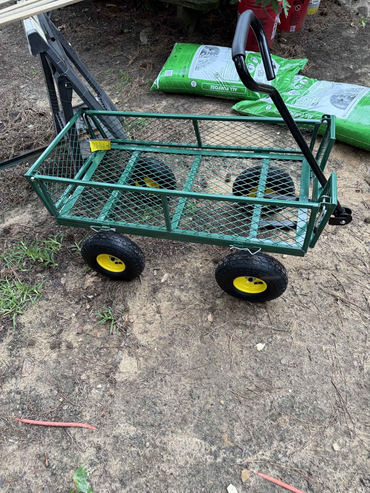 Backyard Expressions Heavy Duty Garden Cart 400 lb Utility Wagon Cart with Removable Mesh Sides, Powder-Coated Steel Bed, Pneumatic Tires, Pull Handle Yard Cart customer photo 1
