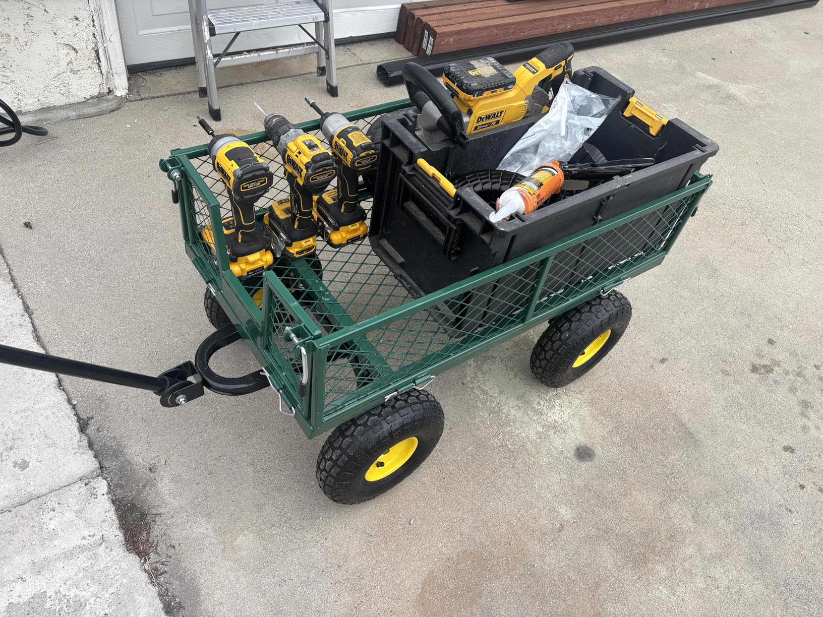 Backyard Expressions Heavy Duty Garden Cart 400 lb Utility Wagon Cart with Removable Mesh Sides, Powder-Coated Steel Bed, Pneumatic Tires, Pull Handle Yard Cart customer photo 2