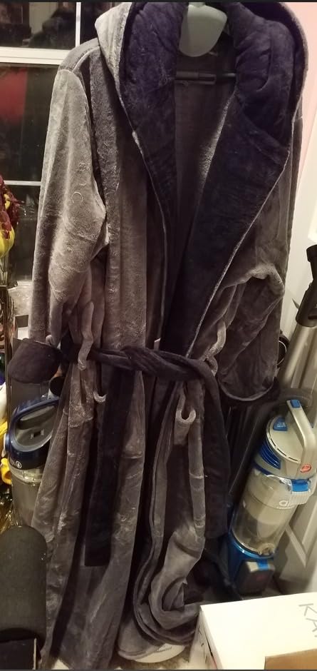 ADR Men's Plush Fleece Hooded Robe with Pockets, Long Bathrobe customer photo 2