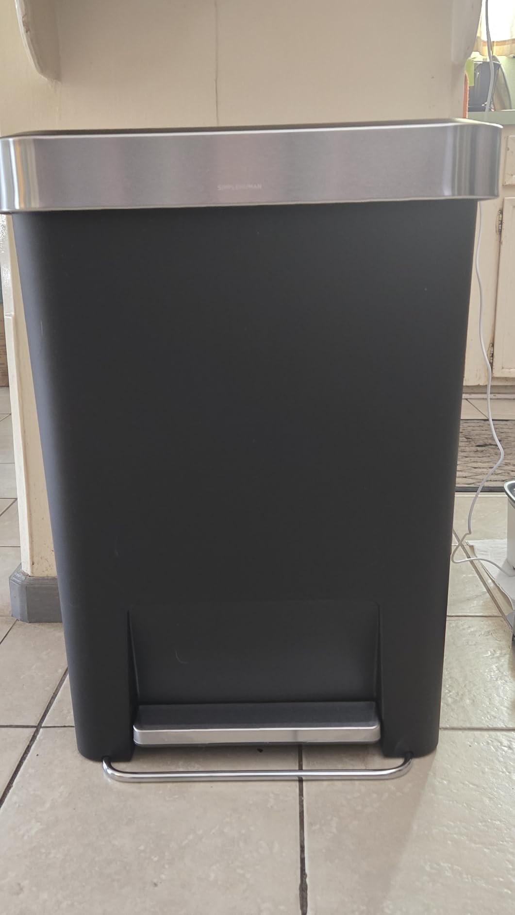 simplehuman 45 Liter / 12 Gallon Rectangular Kitchen Step Trash Can with Soft-Close Lid, Grey Plastic customer photo 1