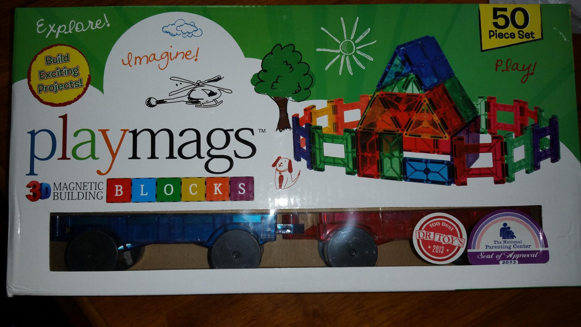 Playmags Magnetic Tiles Train Car Set for Kids - 55pcs Magnet Building Blocks Accessory Set with 4 Cars - Durable Creative STEM Learning Toys for Boys, Girls & Toddlers customer photo 1
