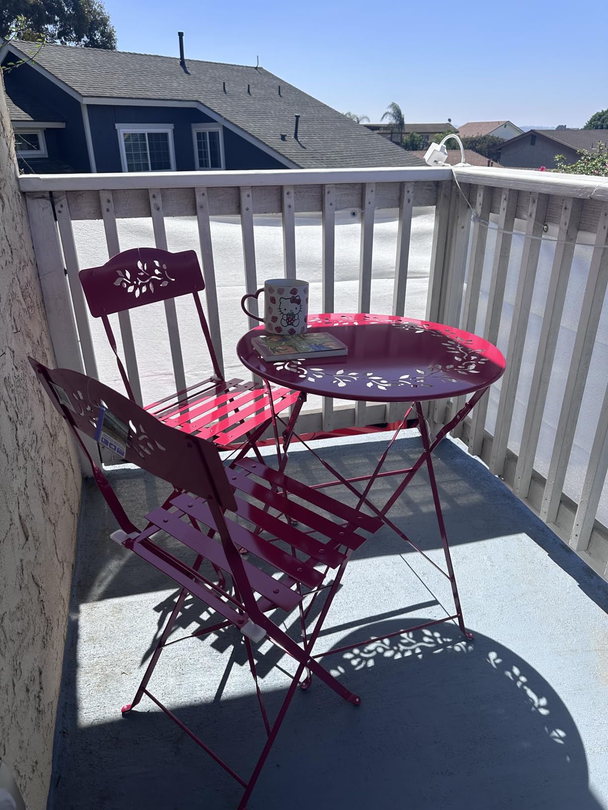 Alpine Corporation 3-Piece Bistro Set with Folding Table and 2 Chairs, Durable Steel Indoor/Outdoor Patio Furniture, Compact Seating, Blue customer photo 1