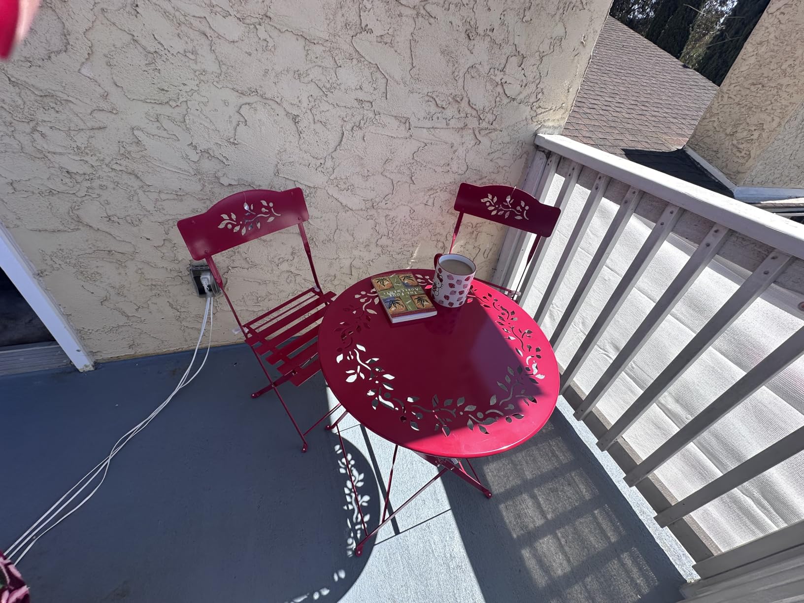 Alpine Corporation 3-Piece Bistro Set with Folding Table and 2 Chairs, Durable Steel Indoor/Outdoor Patio Furniture, Compact Seating, Blue customer photo 2