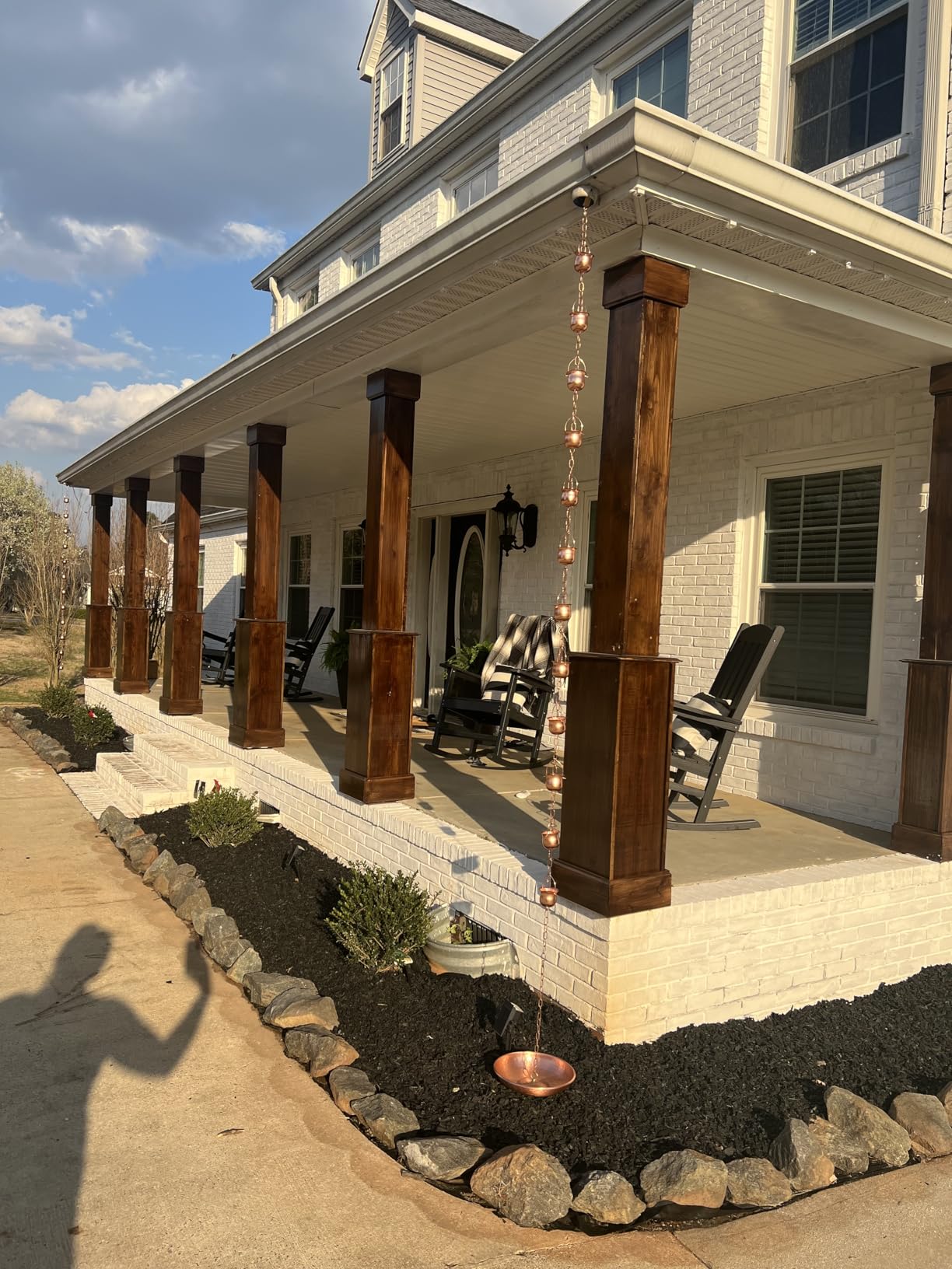 Copper Rain Chain - Decorative Chimes & Cups Replace Gutter Downspout & Divert Water Away from Home for Stunning Fountain Display - for Universal Fit customer photo 1