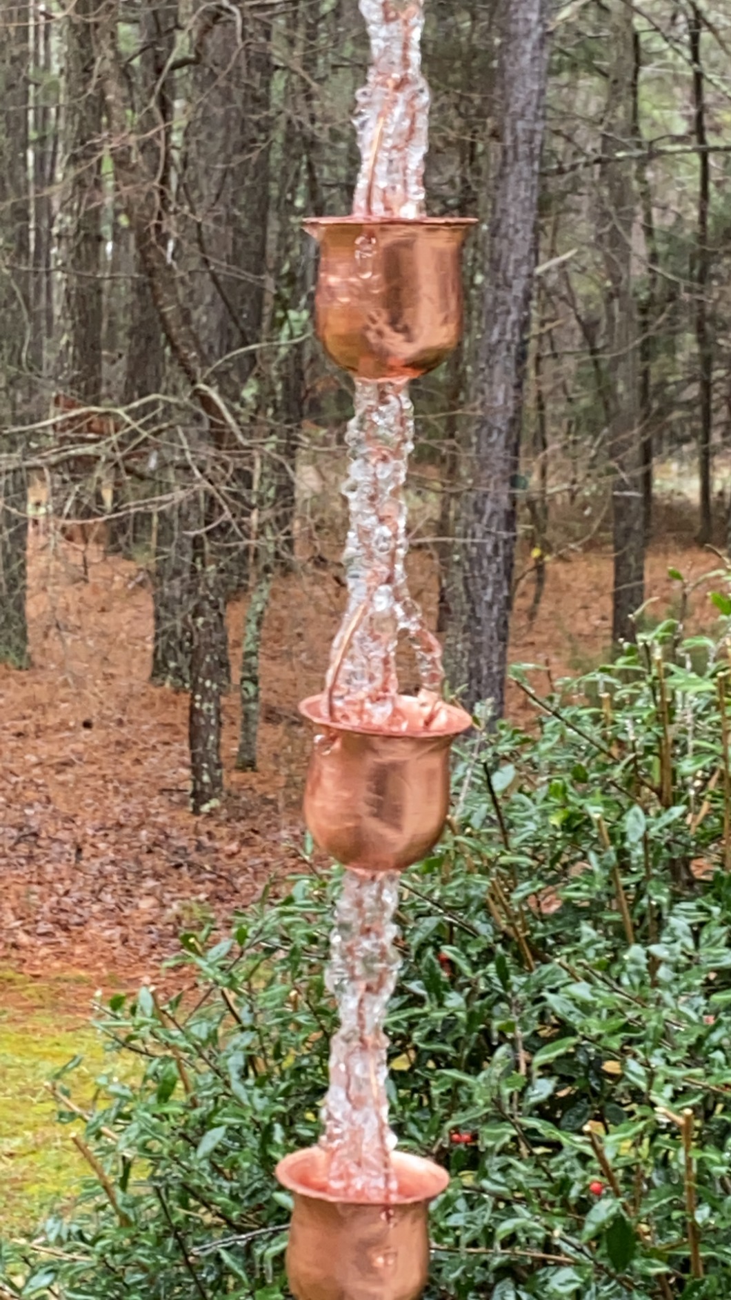 Copper Rain Chain - Decorative Chimes & Cups Replace Gutter Downspout & Divert Water Away from Home for Stunning Fountain Display - for Universal Fit customer photo 2