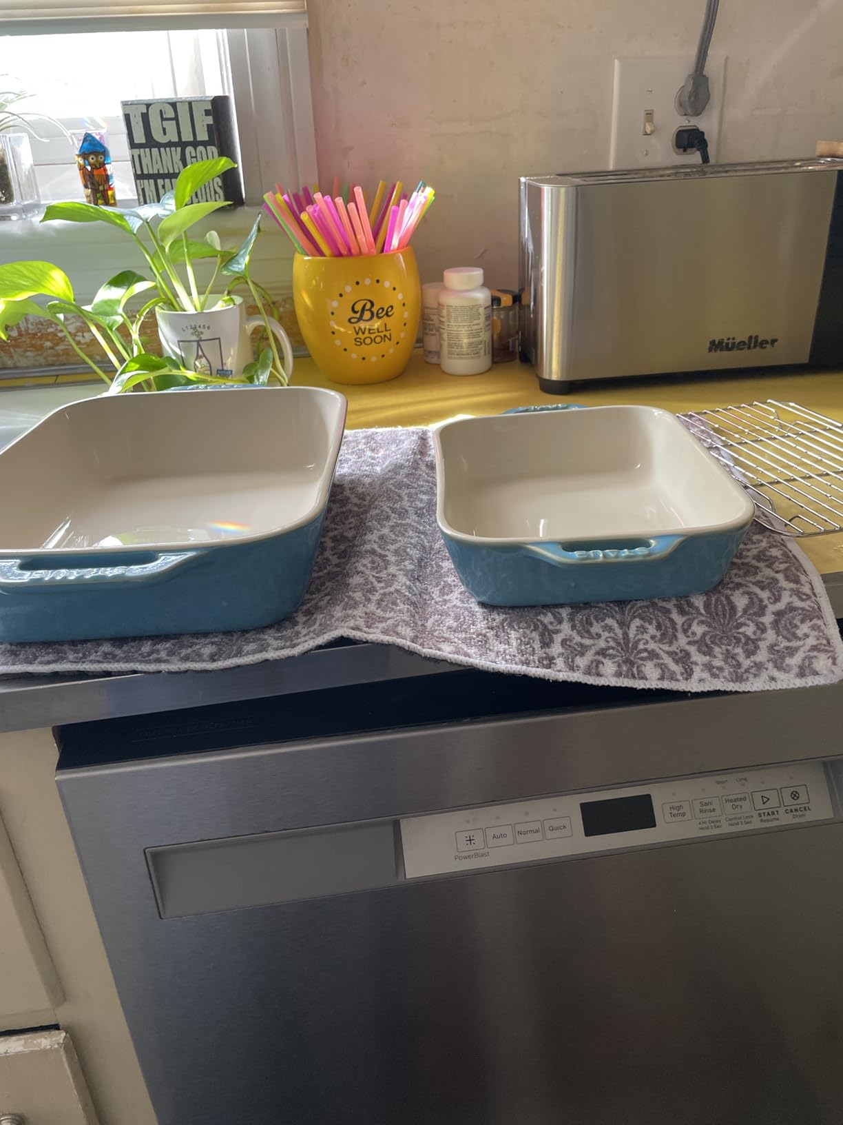 Staub 2-Pc Ceramic Baking Dish Set, Oven Safe Up To 570F, Turquoise | Oven-to-Table for Casseroles, Lasagnas, & Roasting. Dishwasher Safe. Includes Baking Dish: 7.5 x 6