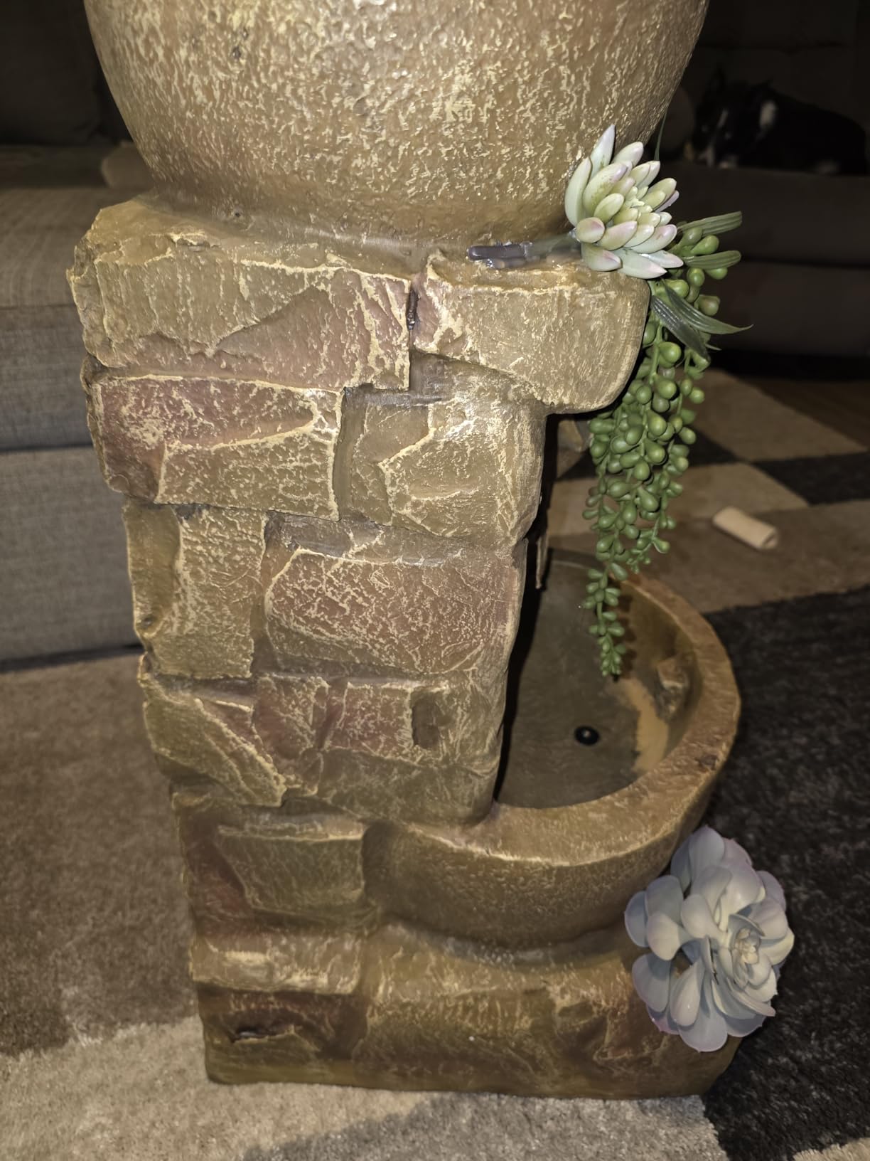 Teamson Home 33.25 in. Cascading Bowls and Stacked Stones LED Outdoor Water Fountain for Gardens, Landscaping, Patios, Balconies, and Lawns for a Calming Oasis in Outdoor Living Spaces, Stone Gray customer photo 2