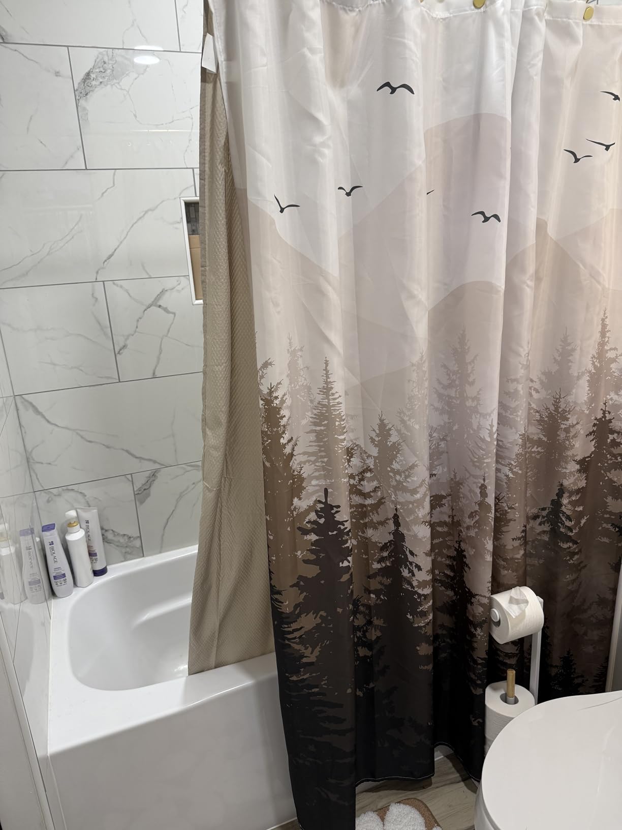 Home Queen Waffle Weave Shower Curtain, Bath Liner with Soft Touch, Water Repellent Bathroom Curtain Liner with Bottom Magnets and Reinforced Grommets, 72 W x 72 L Inches, White customer photo 1