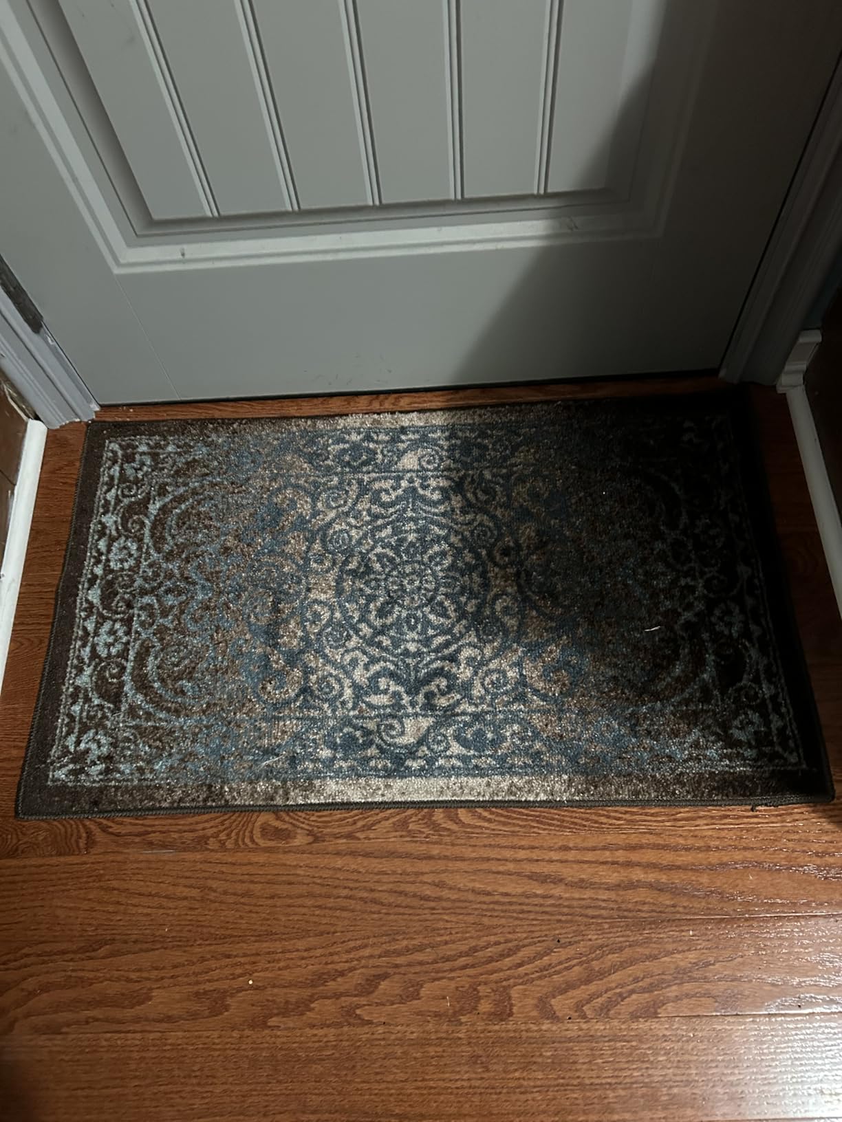 Maples Rugs Pelham Vintage Medallion Runner Rug - Made in USA - Washable, Non-Slip, Low Profile Indoor Rug for Hallway, Kitchen, and Laundry Room, 2' x 6', Blue/Grey customer photo 1