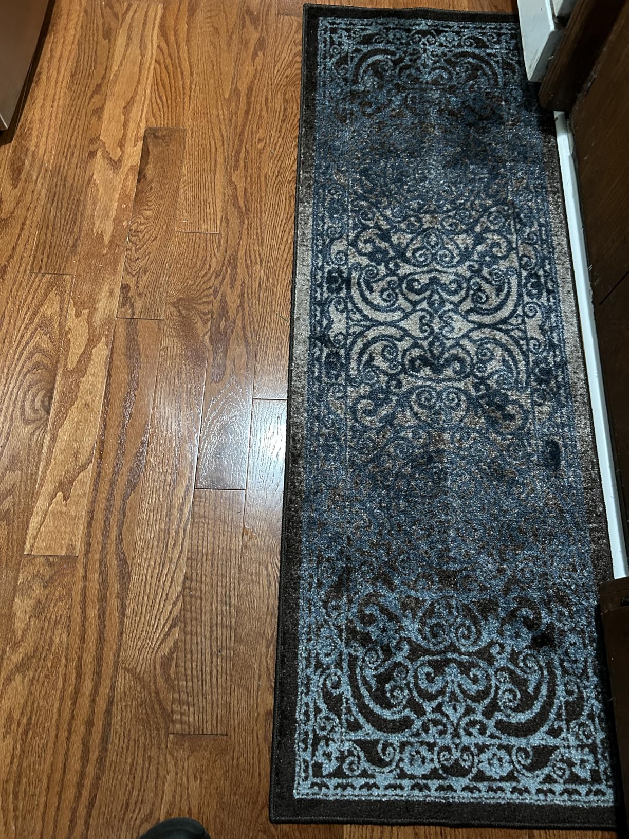 Maples Rugs Pelham Vintage Medallion Runner Rug - Made in USA - Washable, Non-Slip, Low Profile Indoor Rug for Hallway, Kitchen, and Laundry Room, 2' x 6', Blue/Grey customer photo 2
