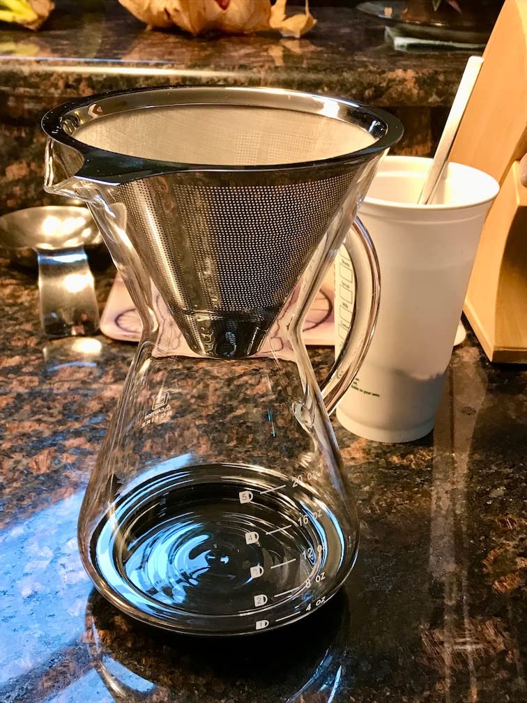 Bean Envy Pour Over Coffee Maker, High-Heat Borosilicate Glass with Reusable Stainless Steel Filter, Glass Coffee Maker (20 Oz) customer photo 2