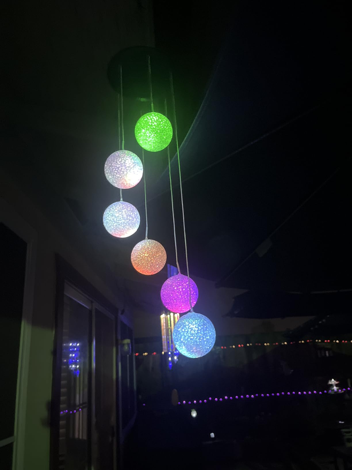 Color Changing Solar Power Wind Chime Spiral Spinner Crystal Ball Wind Mobile Portable Waterproof Outdoor Decorative Romantic Wind Bell Light for Patio Yard Garden Home (Crystal Ball) customer photo 1