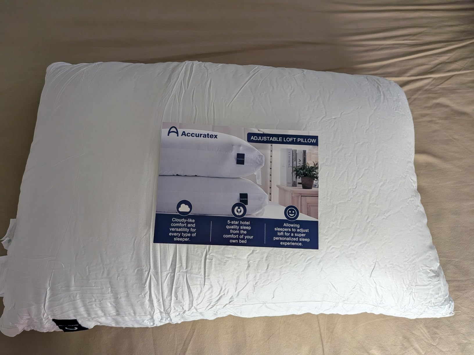 ACCURATEX Pillows Queen Size Set of 2, Adjustable Hybrid Pillow 2 Pack | Sandwich Construction, Fluffy Down Alternative Fill Cotton Cover, Shredded Memory Foam Inner, Side Back Sleepers customer photo 1
