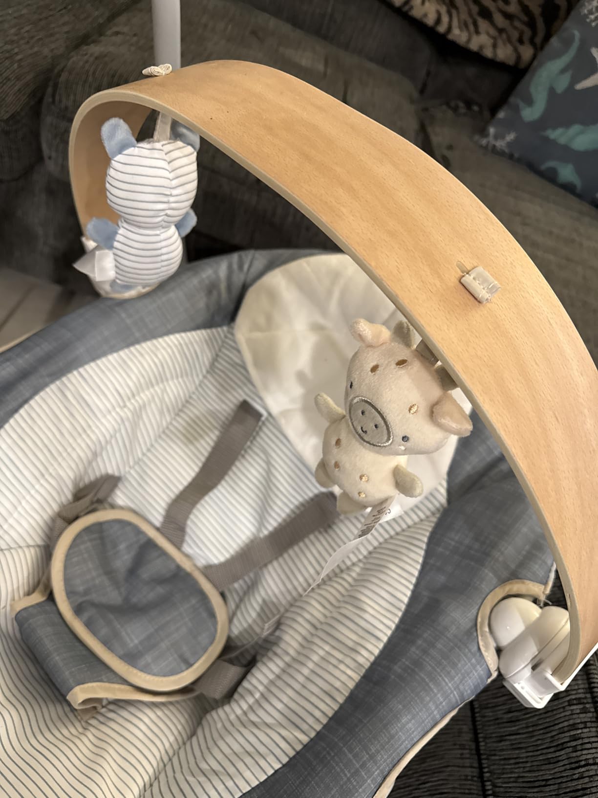 Ingenuity SimpleComfort Lightweight Compact 6-Speed Multi-Direction Baby Swing, Vibrations & Nature Sounds, 0-9 Months 6-20 lbs, Pink Cassidy customer photo 1