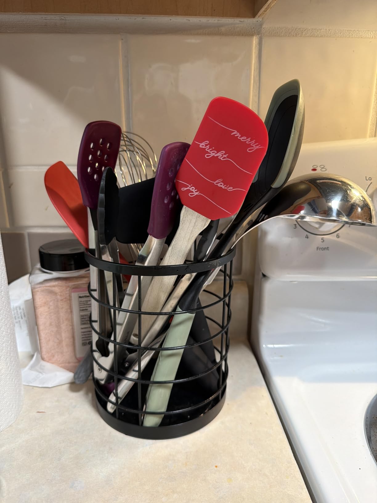 iDesign Kitchen Crock Utensil Holder, Matte Black, Steel customer photo 1