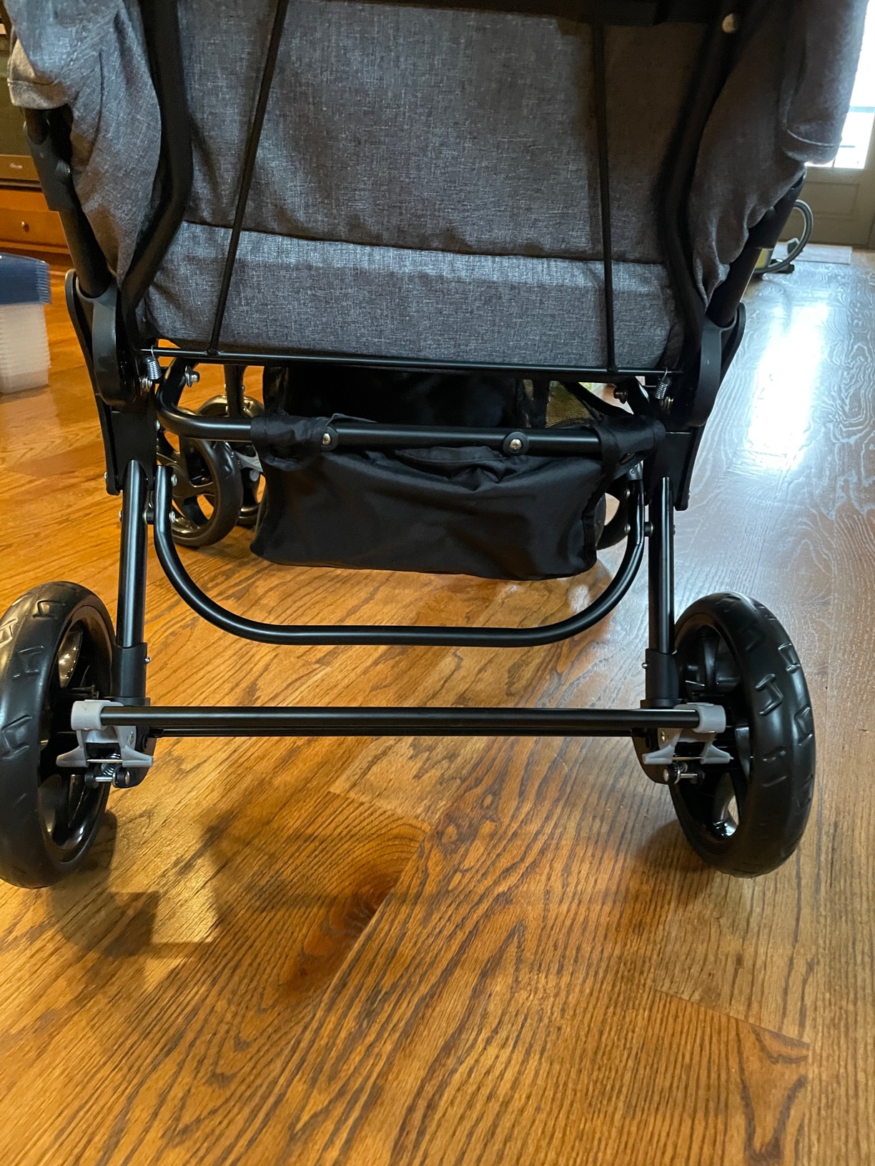 BABY JOY Double Stroller, Foldable Lightweight Twin Stroller with Tandem Seating, Adjustable Backrest/Canopy/Footrest, 5-Point Harness, Storage Basket, Newborn and Toddler (Black) customer photo 2