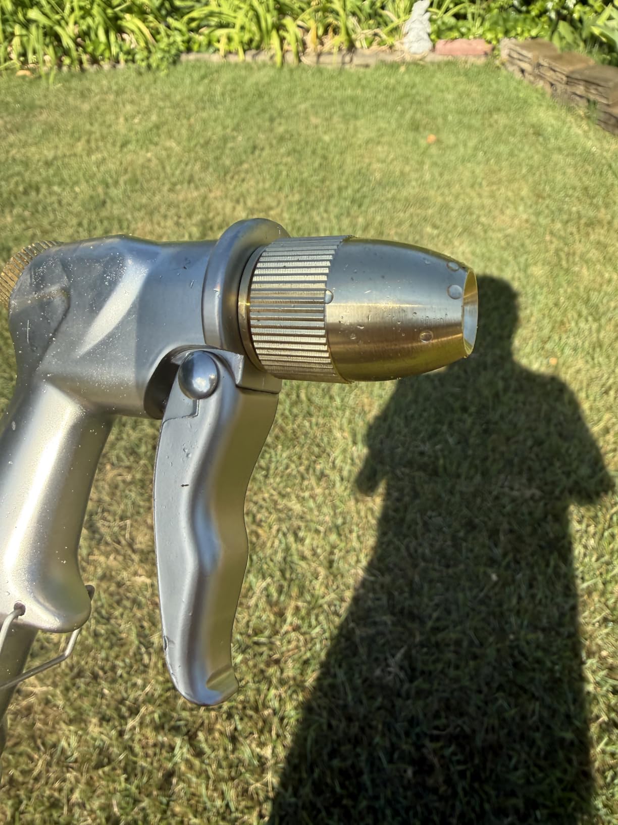 FANHAO Upgraded 100% Metal Garden Hose Nozzle Heavy Duty, High Pressure | Rustproof Water Nozzle Leak Proof, Hands-Free Lock, 4 Adjustable Patterns Sprayer for Watering Plant, Washing Car, Patio, Pet customer photo 1