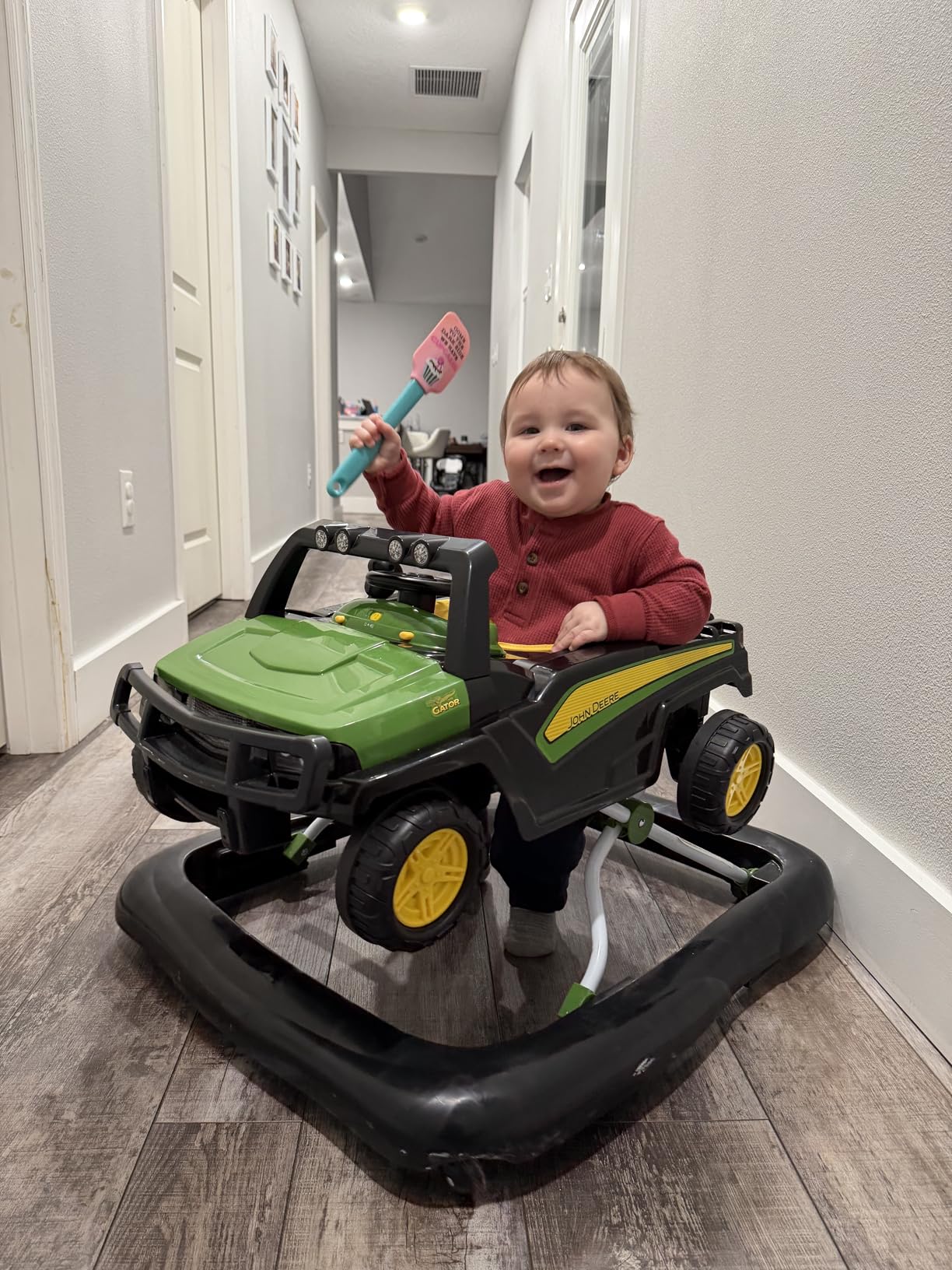 Bright Starts John Deere 4-in-1 Gator Green Baby Activity Center & Push Walker with Removable Interactive Steering Wheel Toy, 6 Months and up customer photo 1