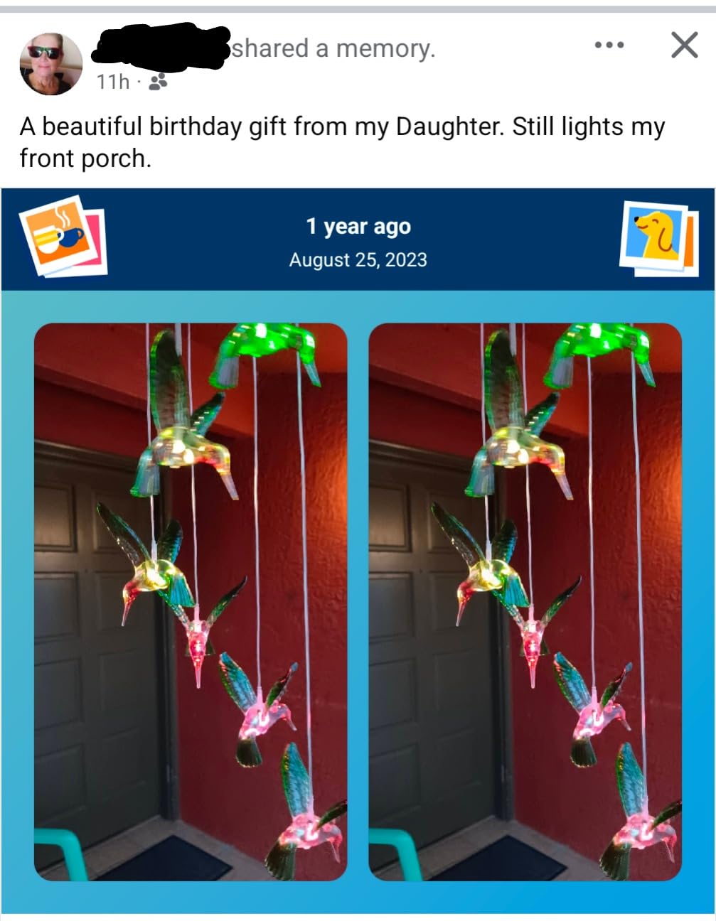 Wind Chime, Solar Hummingbird Wind Chimes Outdoor/Indoor, Birthday Gifts for Mom Grandma, Mother Outdoor Decor, Yard Decorations, Memorial Wind Chimes, Mom's Best Gifts customer photo 2