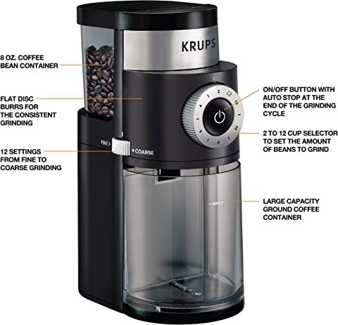 KRUPS Precision Burr Coffee Grinder: 12 Settings, 8 oz Capacity for Drip, French Press, Espresso, Pour Over, Cold Brew - Stainless Steel, 110W, Auto-Stop, Easy Clean customer photo 1